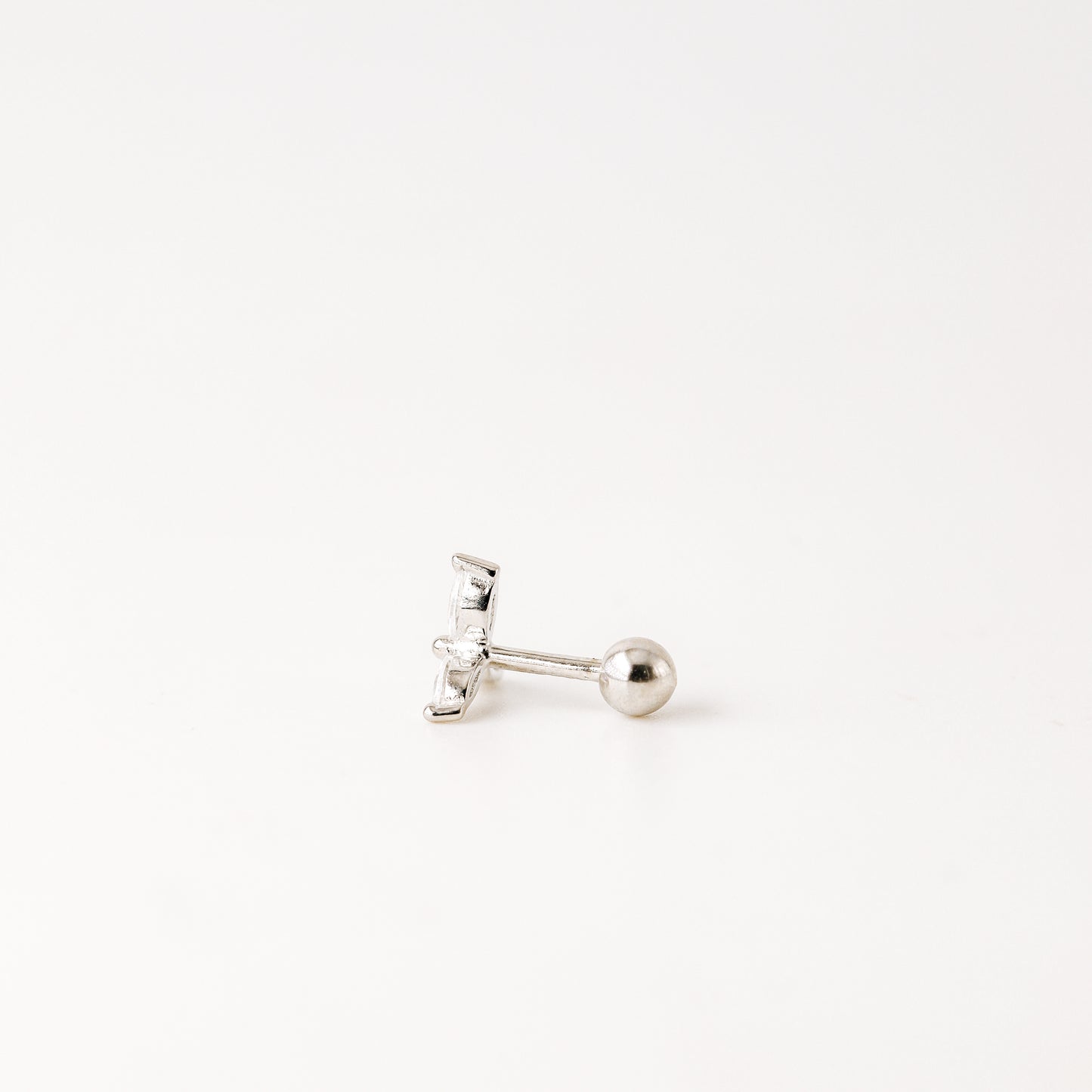 Helix Piercing, Dainty CZ Earring, Cartilage Stud, Targus, Tiny Stud, Lobe Piercing, 20 Gauge, 3 Leaf Piercing, Earring, Auricle Piercing
