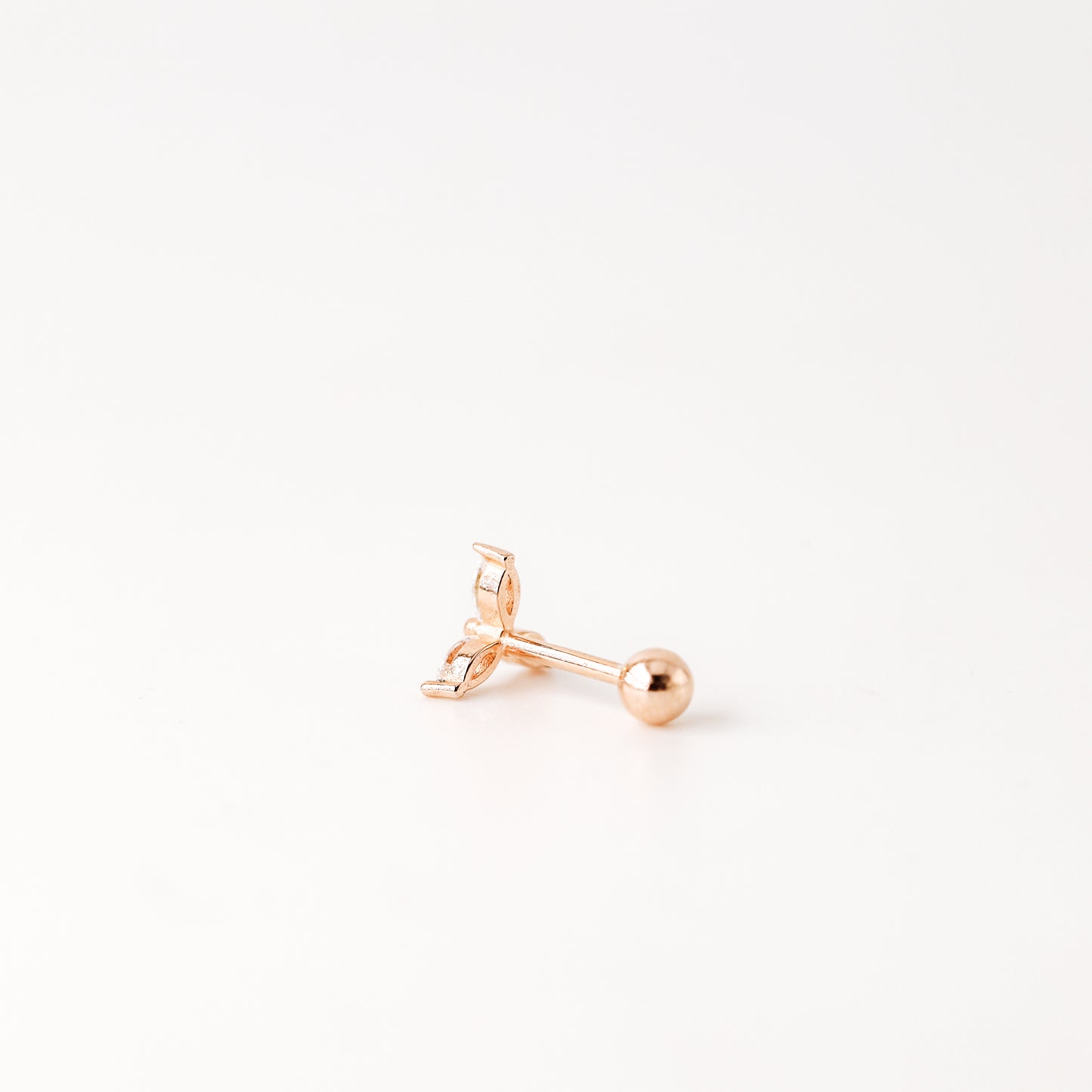 Helix Piercing, Dainty CZ Earring, Cartilage Stud, Targus, Tiny Stud, Lobe Piercing, 20 Gauge, 3 Leaf Piercing, Earring, Auricle Piercing