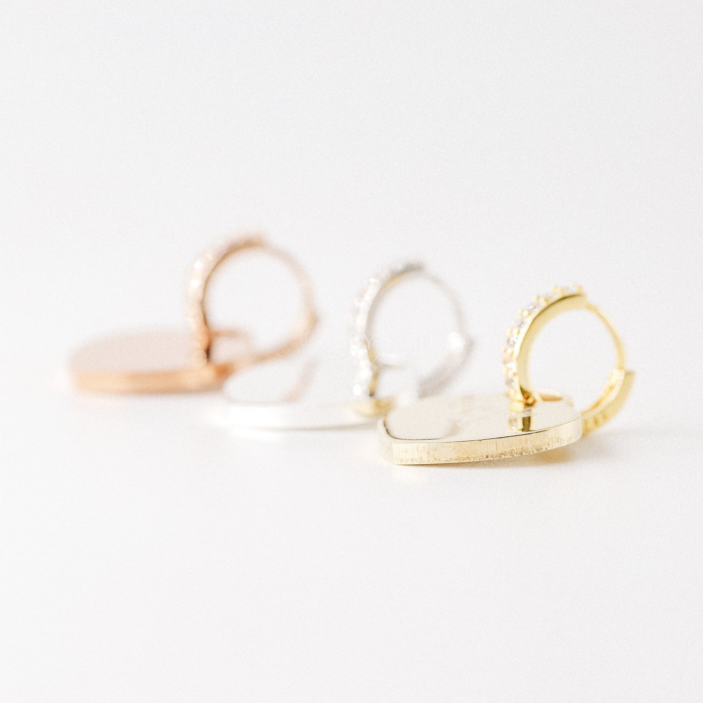 Engraved Hoop Earrings • Custom Name Heart Tag • Charm Earrings • Personalized Heart • Personalized Earrings • BYSDMJEWELS