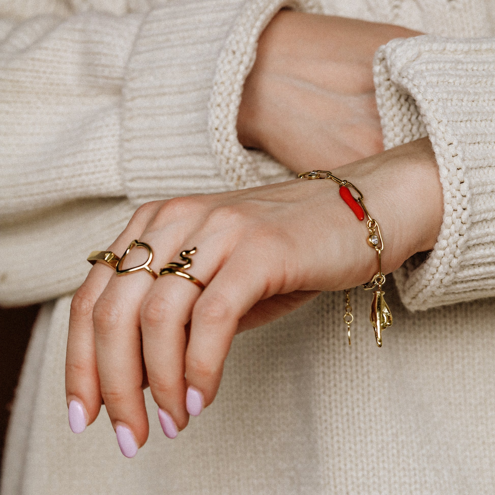 Italian Lucky Horn Bracelet • Malocchio Bracelet • Hand Gestures Bracelet • Lucky Charm Bracelet • Cornetto Napoletano • BYSDMJEWELS