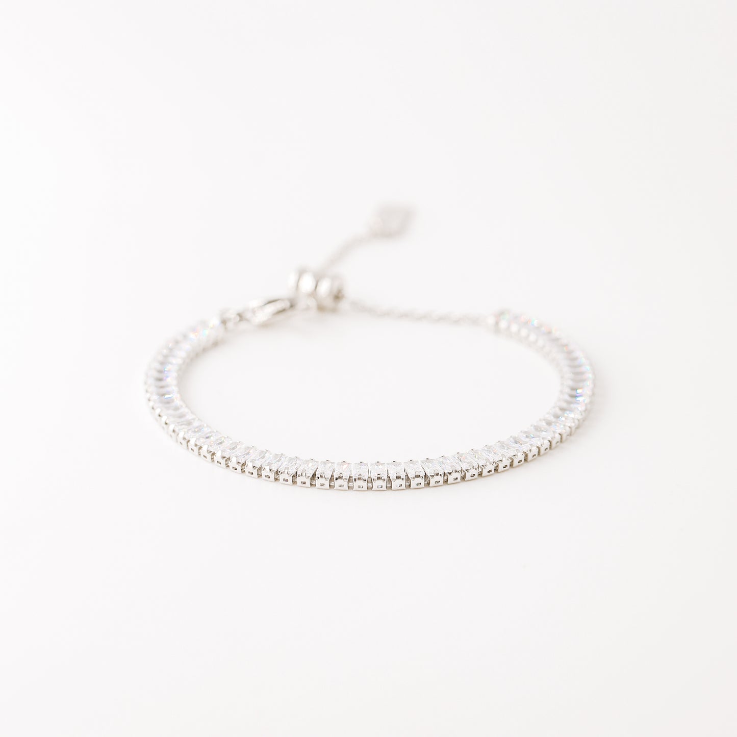 Gold Baguette Tennis Bracelet with Cubic Zirconia, Dainty Diamond Bracelet, BYSDMJEWELS