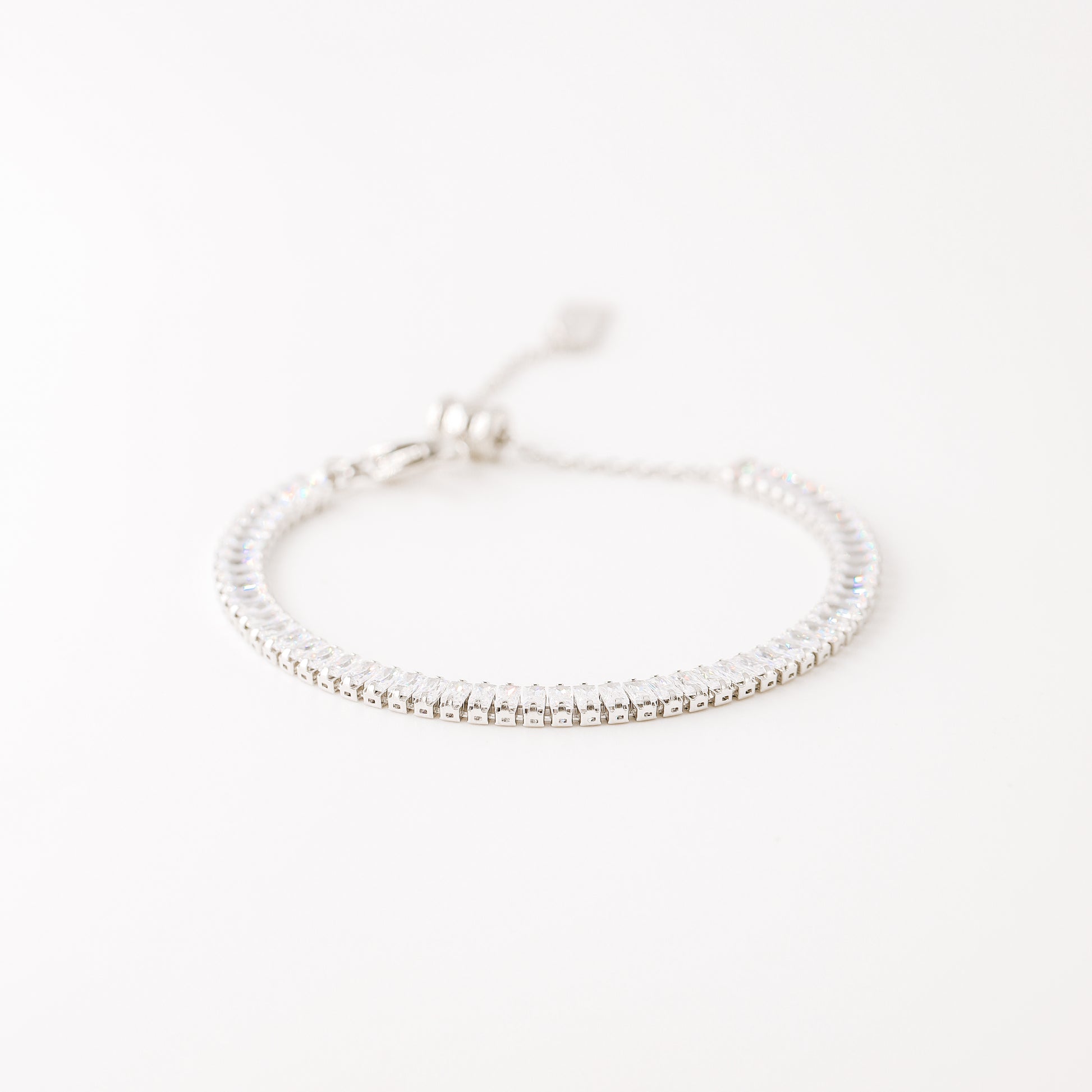 Gold Baguette Tennis Bracelet with Cubic Zirconia, Dainty Diamond Bracelet, BYSDMJEWELS