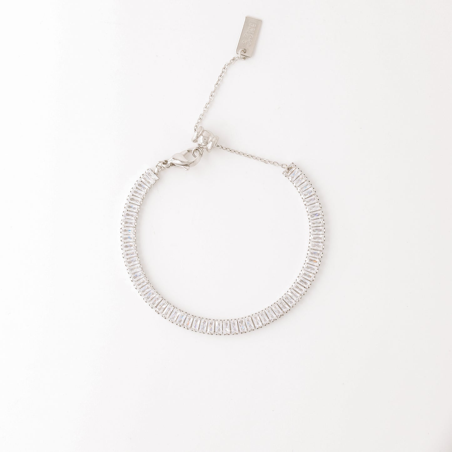 Gold Baguette Tennis Bracelet with Cubic Zirconia, Dainty Diamond Bracelet, BYSDMJEWELS
