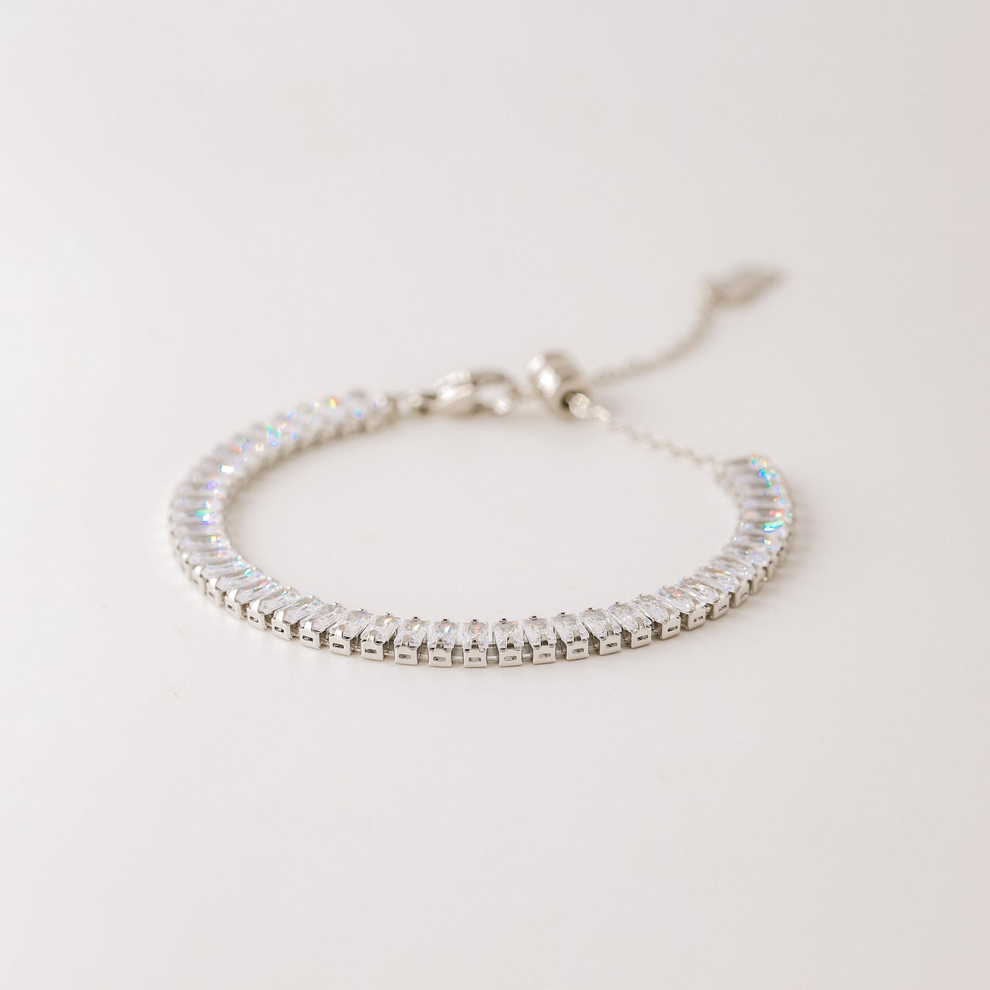 Dainty Gold Baguette Tennis Bracelet with Cubic Zirconia