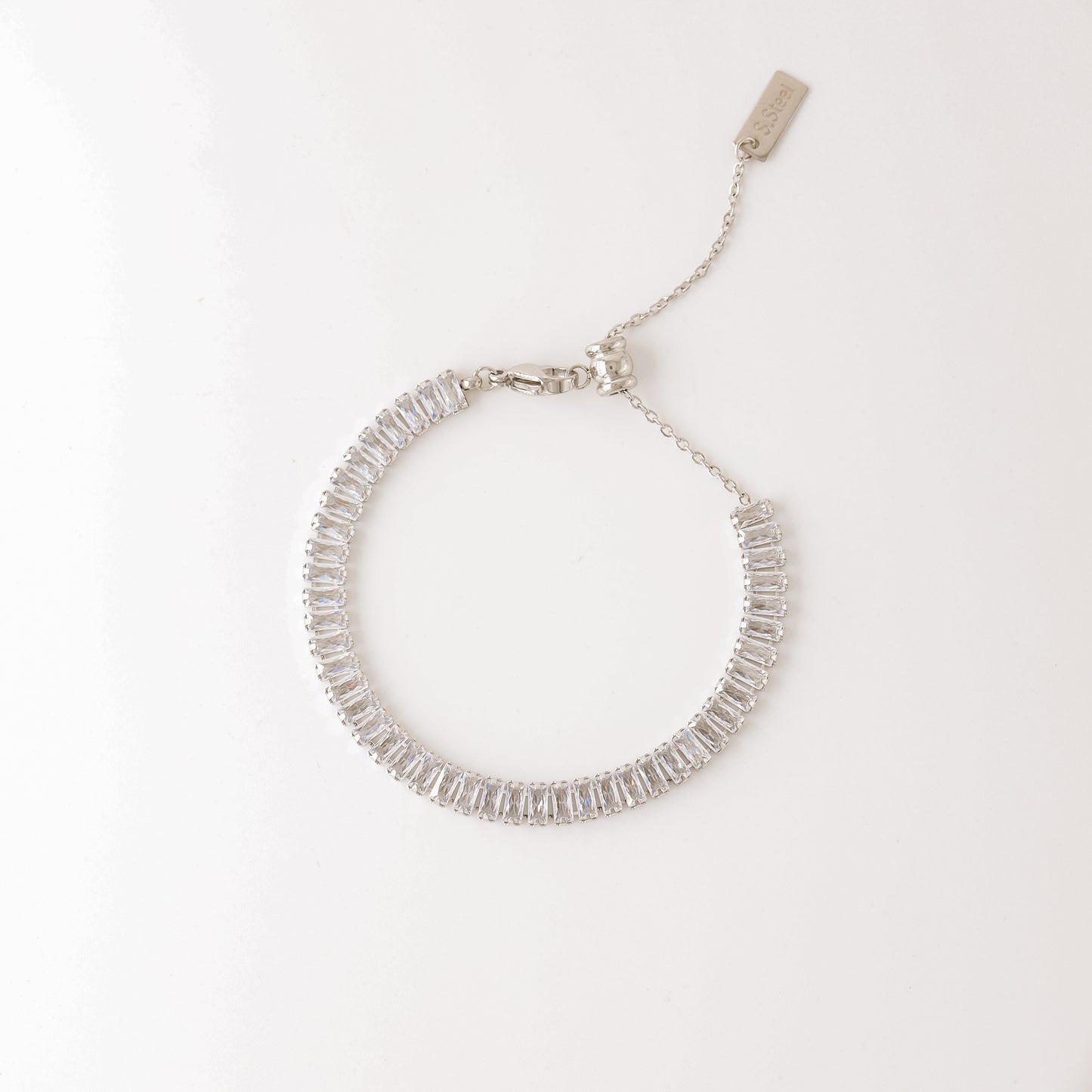 Dainty Gold Baguette Tennis Bracelet with Cubic Zirconia