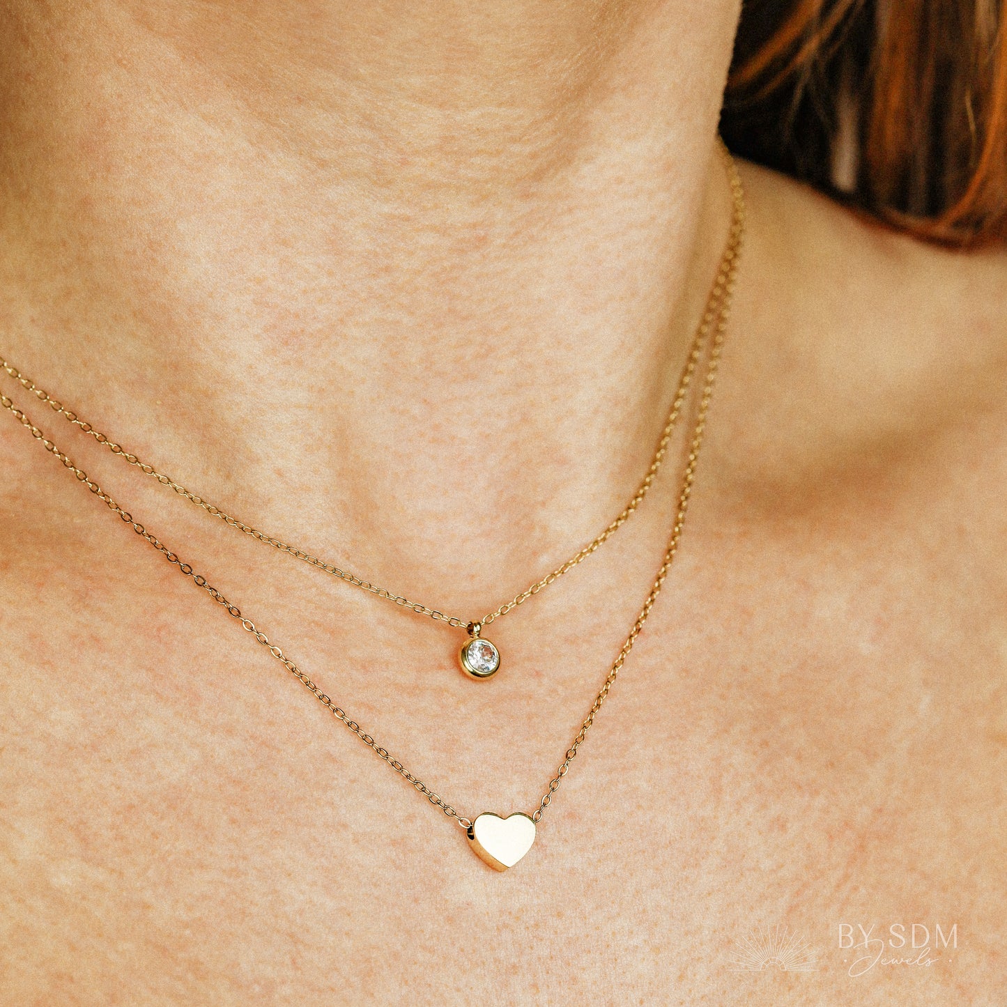 Heart Layered Necklace • Diamond Heart Necklace • Love Jewelry • Minimalist Style • Gift for Women • BYSDMJEWELS