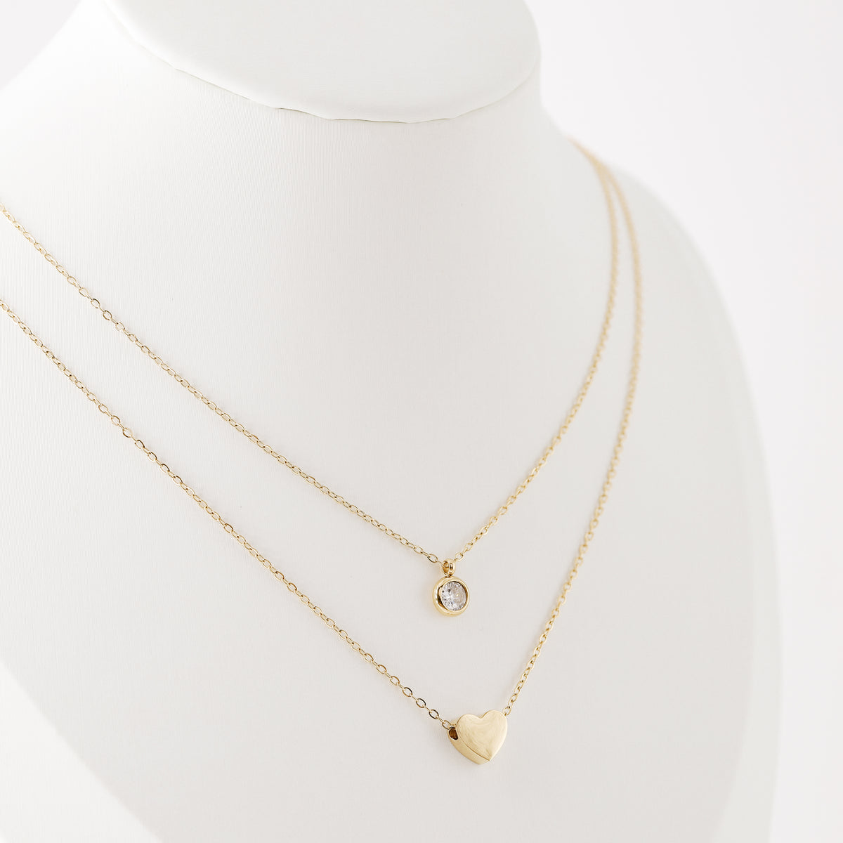 Heart Layered Necklace • Diamond Heart Necklace • Love Jewelry • Minimalist Style • Gift for Women • BYSDMJEWELS