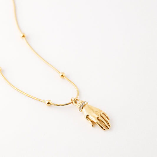 Hand of Fatima Protection Amulet Necklace Birthstone Pendant in Stainless Steel