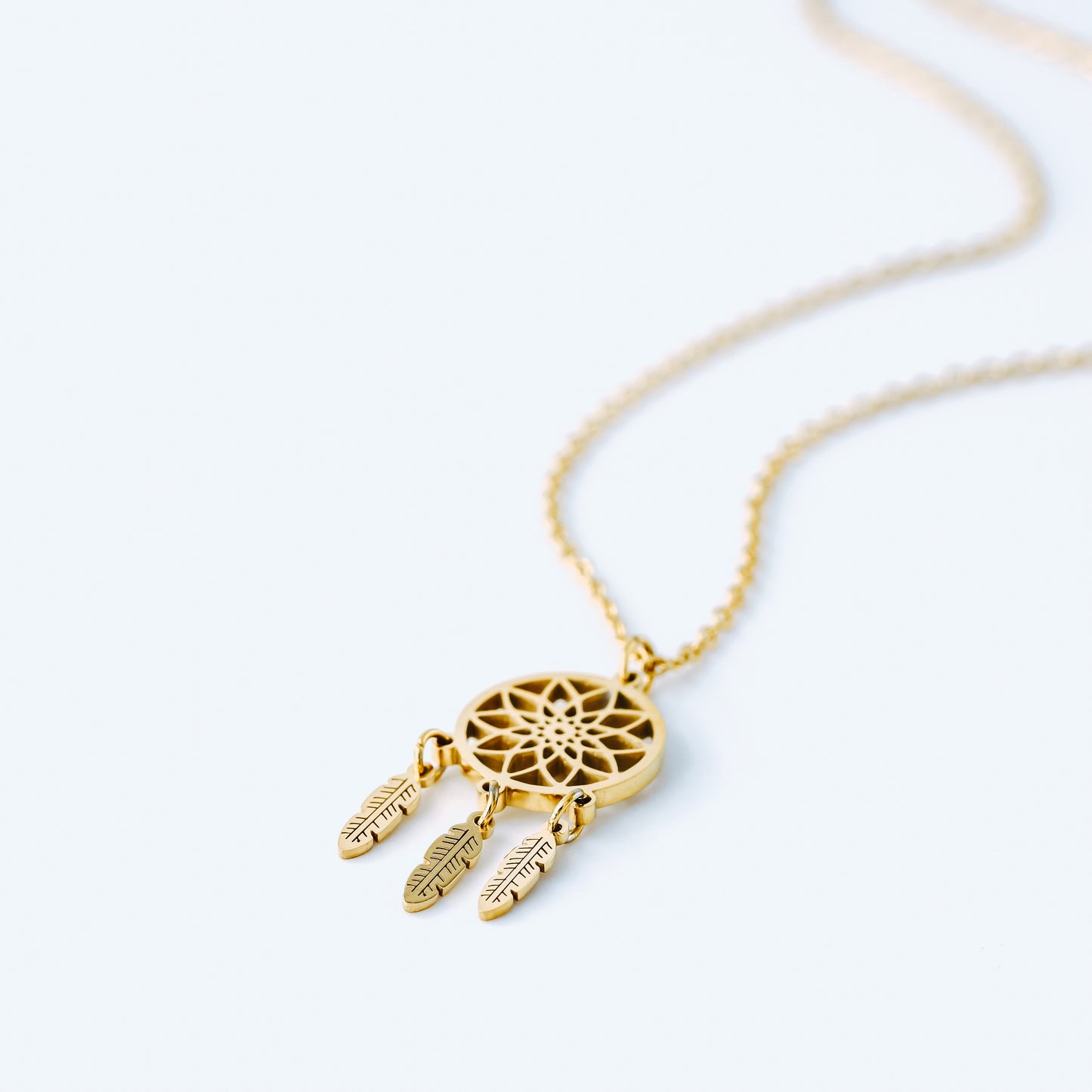 Dream catcher necklace • Gold feather necklace • Friendship necklace • Dream catcher small dainty charm necklace • BYSDMJEWELS