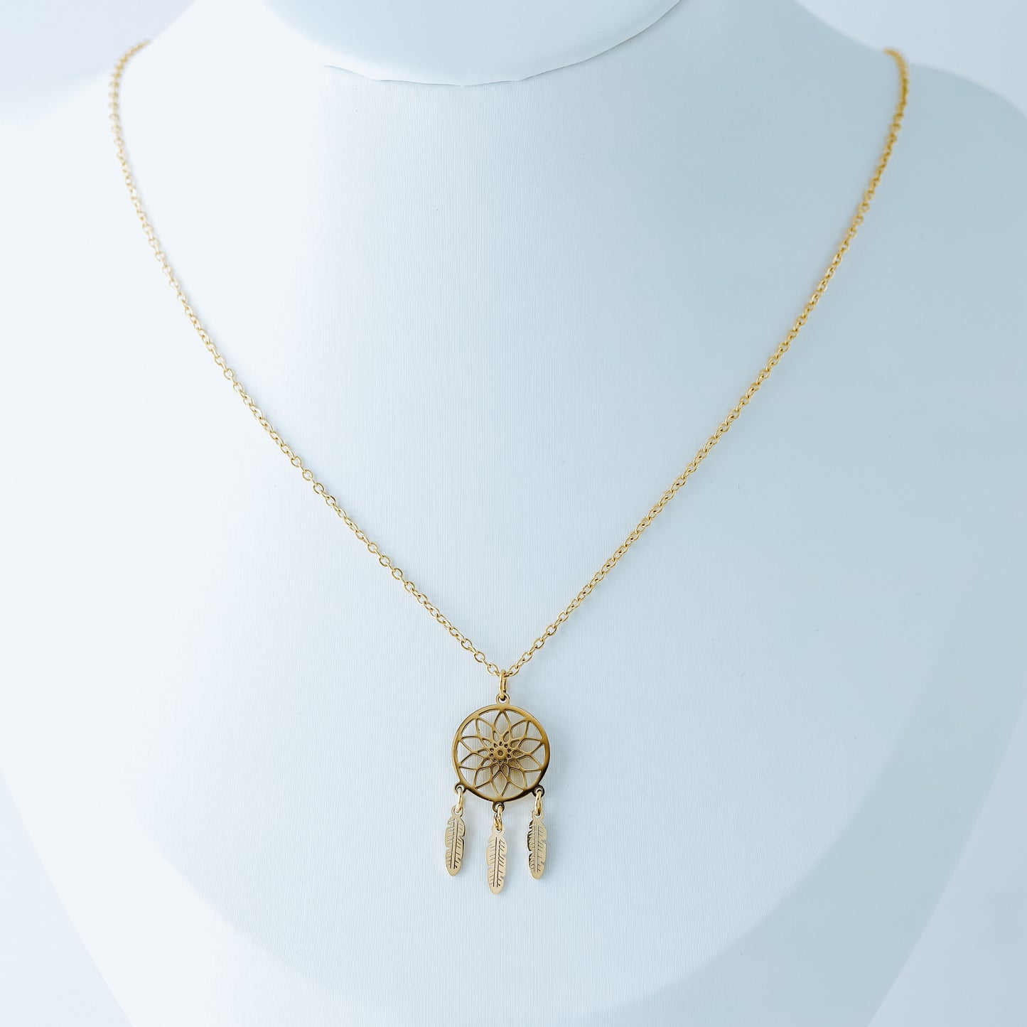 Dream catcher necklace • Gold feather necklace • Friendship necklace • Dream catcher small dainty charm necklace • BYSDMJEWELS