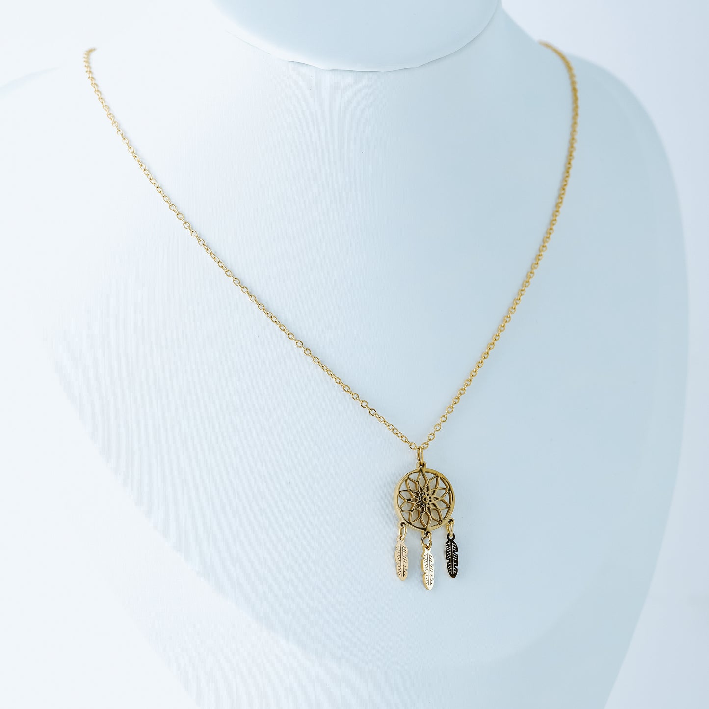Dream catcher necklace • Gold feather necklace • Friendship necklace • Dream catcher small dainty charm necklace • BYSDMJEWELS