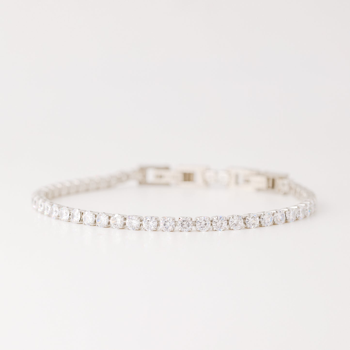 Silver 3mm Clear Tennis Bracelet