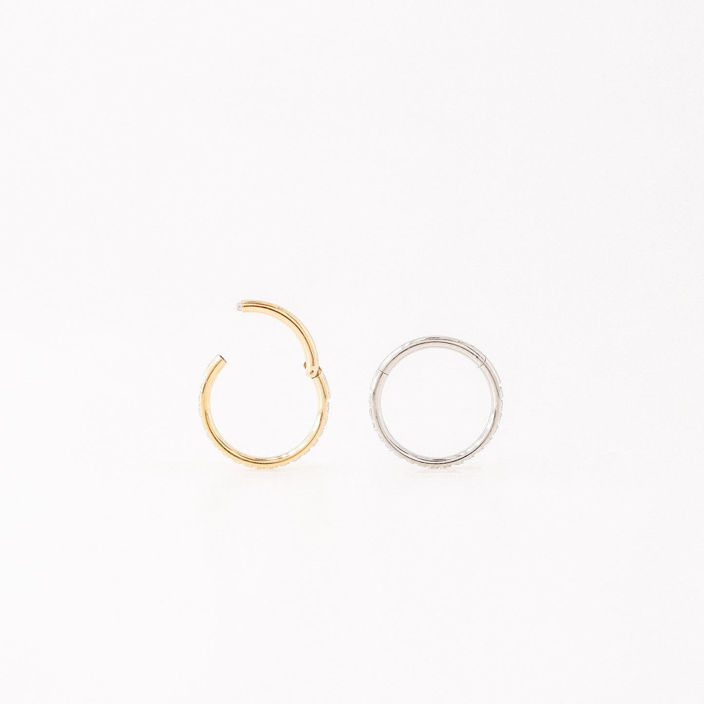 Titanium CZ Round Paved Earring Nose Ring Conch Ring Piercing • 14ga, 16ga, 18ga, 6, 8, 10, 11, 12mm • Solid G23 Titanium • BYSDMJEWELS