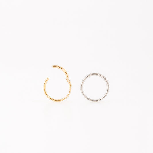 Titanium CZ Round Paved Earring Nose Ring Conch Ring Piercing • 14ga, 16ga, 18ga, 6, 8, 10, 11, 12mm • Solid G23 Titanium • BYSDMJEWELS