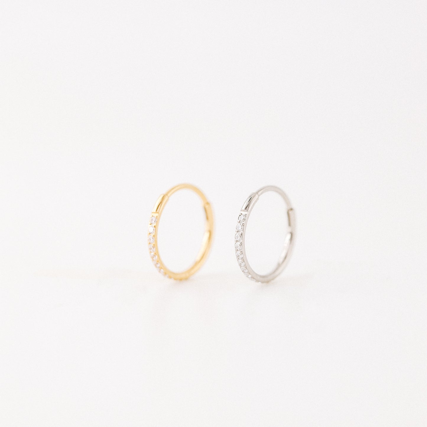 20G Paved Cartilage Conch Clicker Hoops • CZ Titanium Hinged Clicker Hoops • Seamless Hinged Hoop • Tiny Huggie Hoop Earrings • BYSDMJEWELS