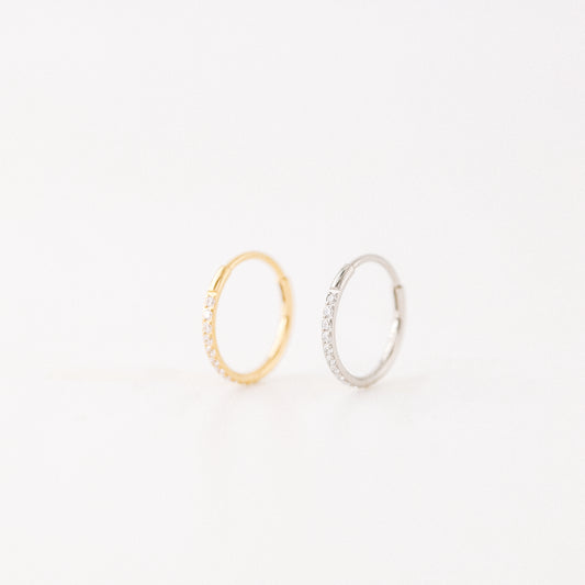 20G Paved Cartilage Conch Clicker Hoops • CZ Titanium Hinged Clicker Hoops • Seamless Hinged Hoop • Tiny Huggie Hoop Earrings • BYSDMJEWELS