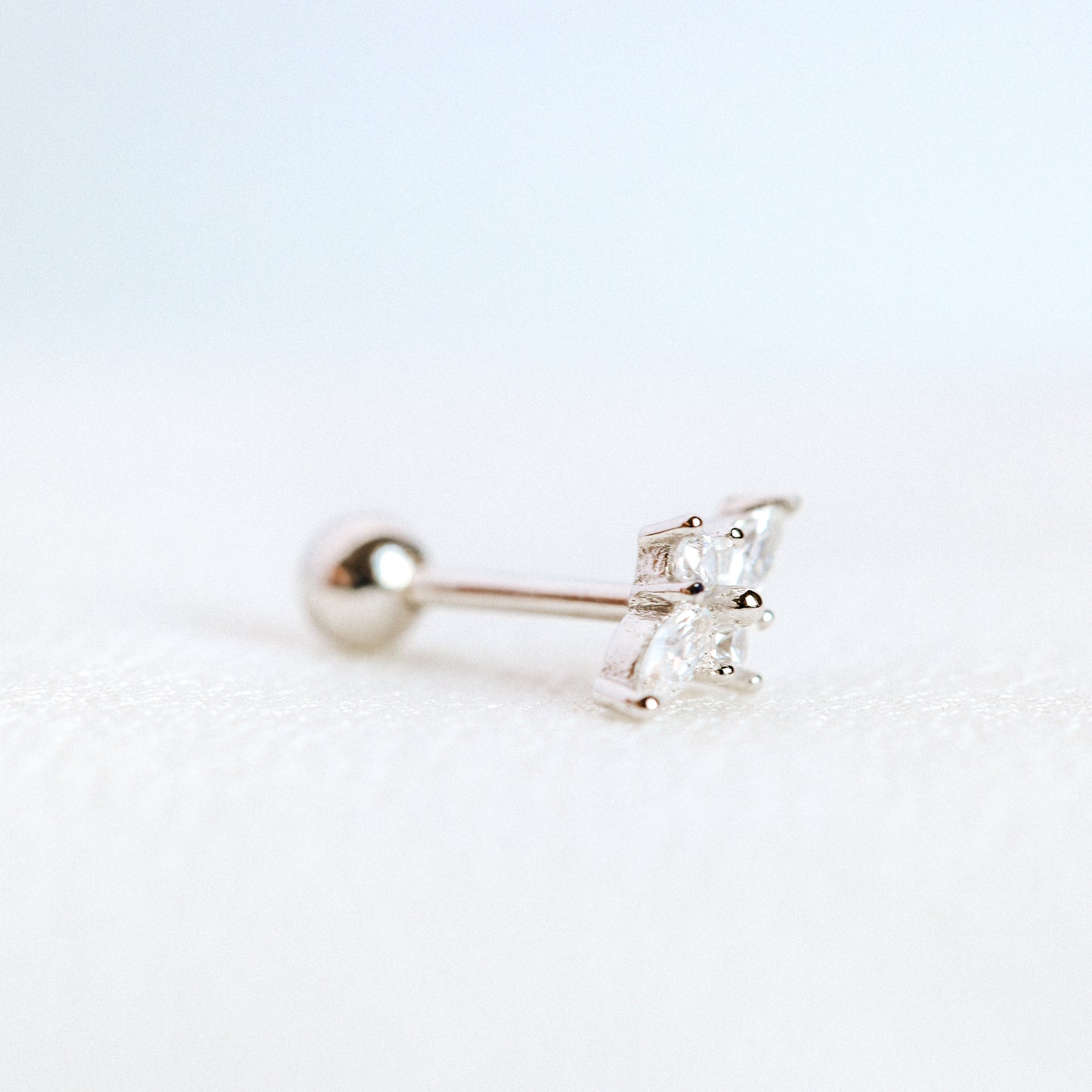 Dainty Gold Tiny Flower Earrings, Four Petals Flower Stud, Tiny Sparkly CZ Studs, Cartilage Earrings, Minimalist Earrings, Piercing Earrings
