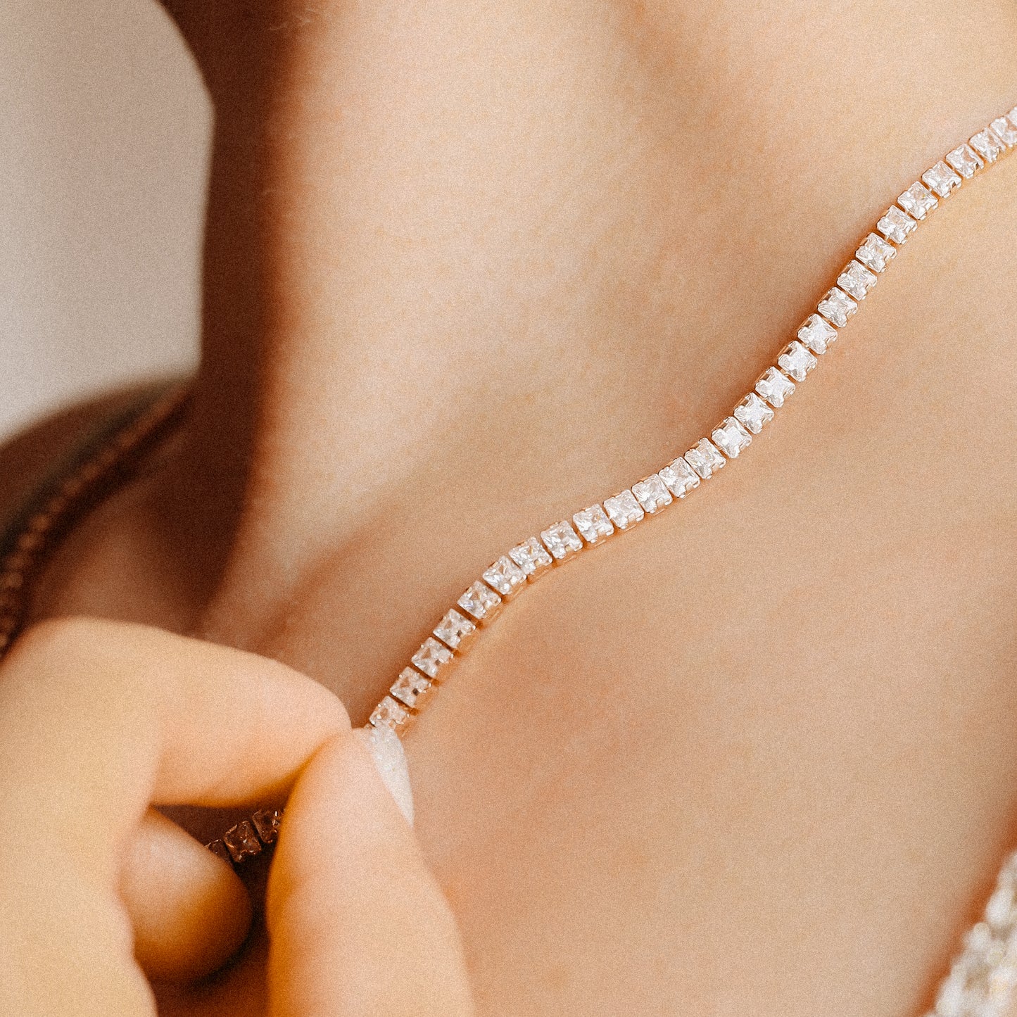 Tennis Chain Necklace, Stainless Steel CZ Rhinestone Tennis Necklace, 4mm Diamond Tennis Chain Gold and Rose Gold Plated