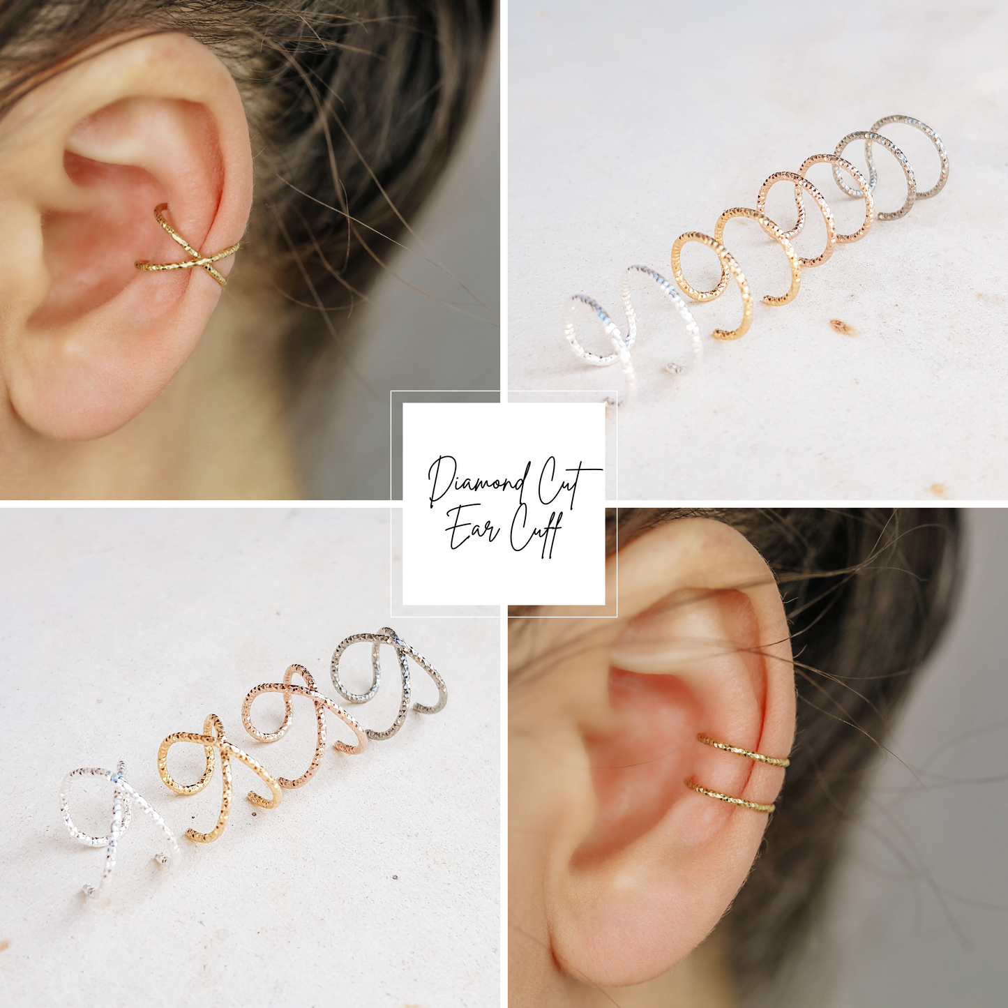 Diamond Cut Criss Cross Ear Cuff