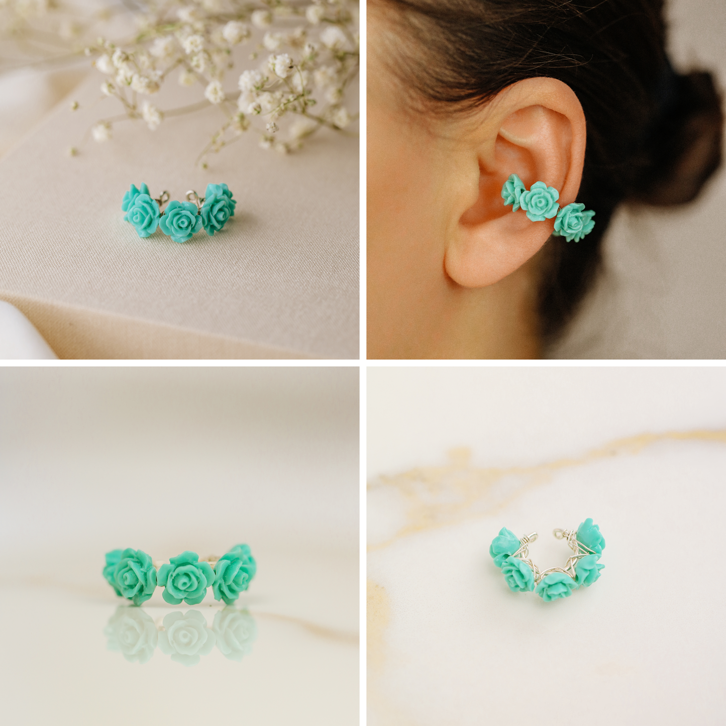 Resin Rose Flower Ear Cuff