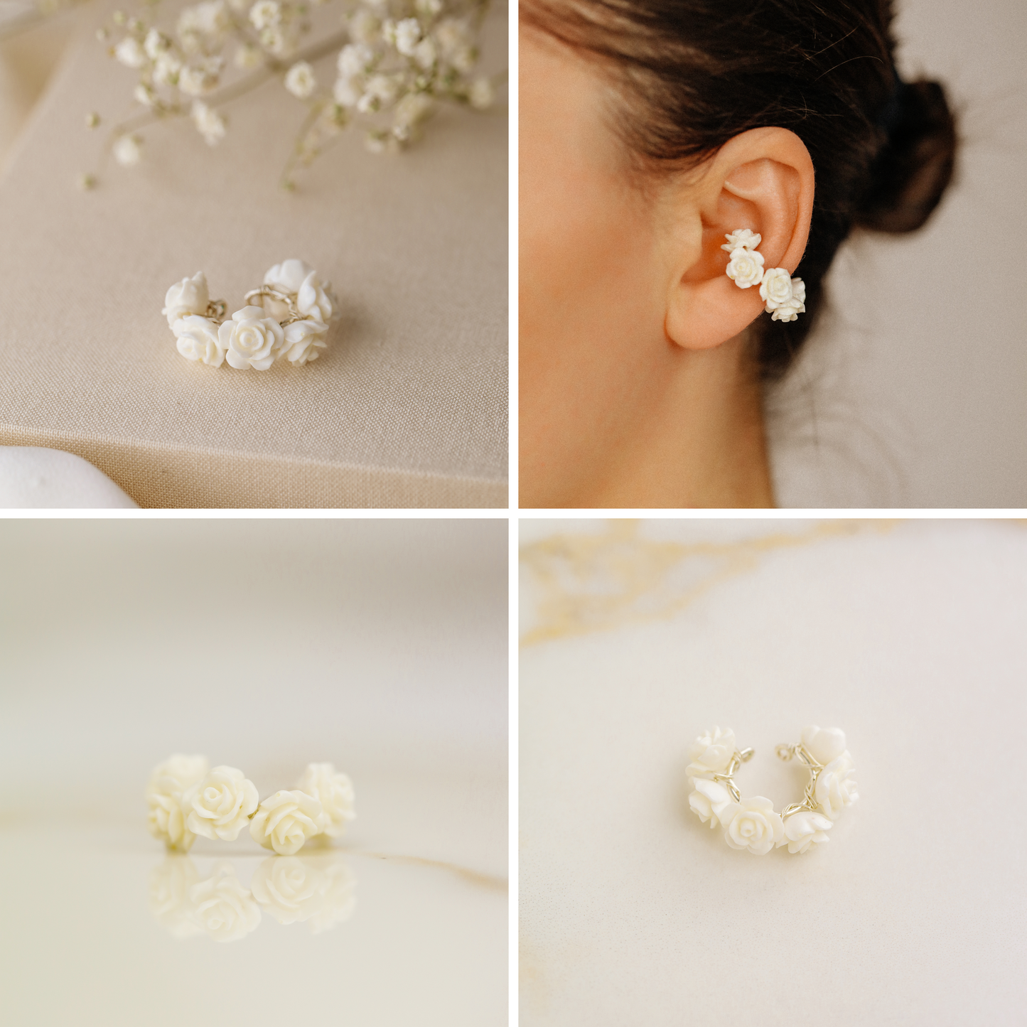 Resin Rose Flower Ear Cuff
