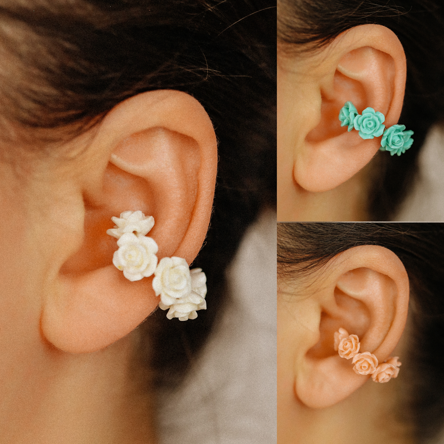 Resin Rose Flower Ear Cuff