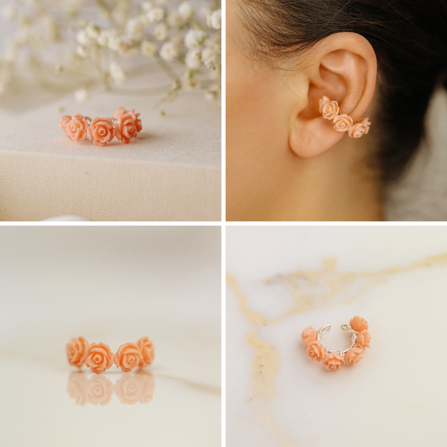 Resin Rose Flower Ear Cuff