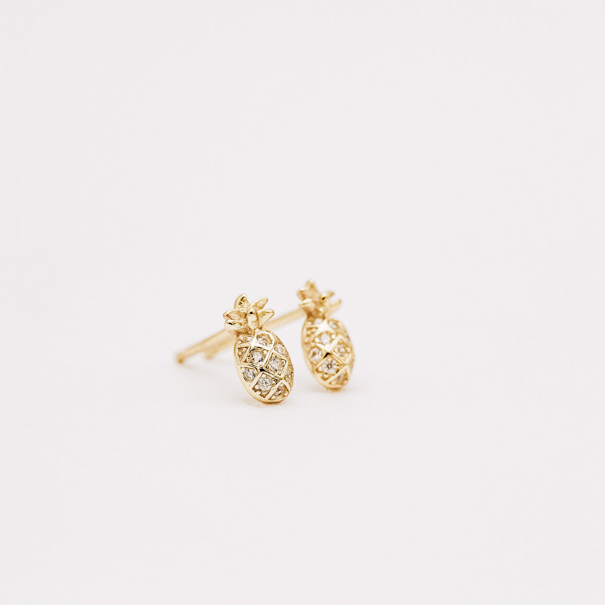 Cute pineapple stud earrings for women with sparkling cubic zirconia