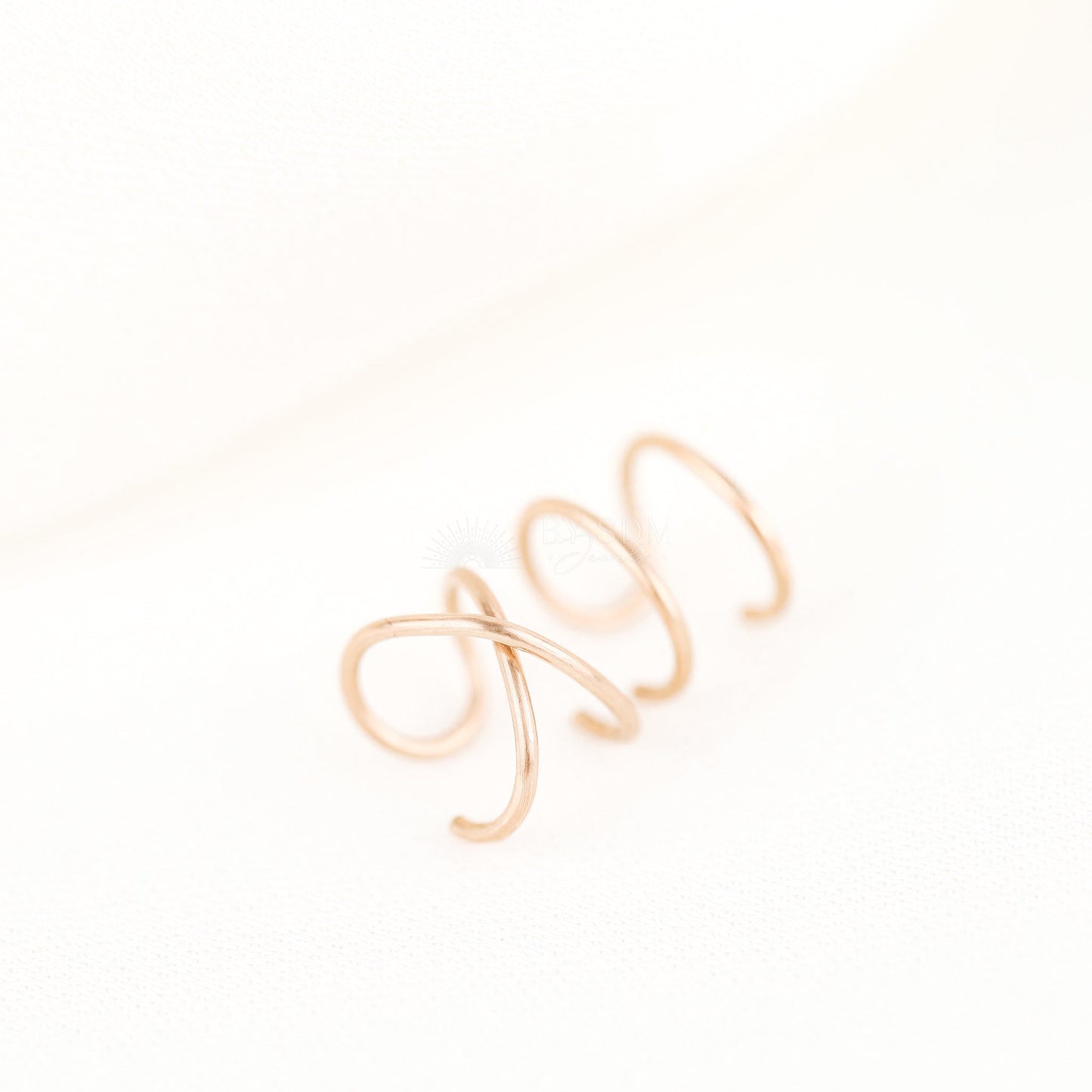 Set of two Criss Cross and Double line Ear Cuff Sterling Silver Criss Cross Ear Cuff 18kt Ear Cuff No Piercing Fake Helix Piercing Ear Wrap