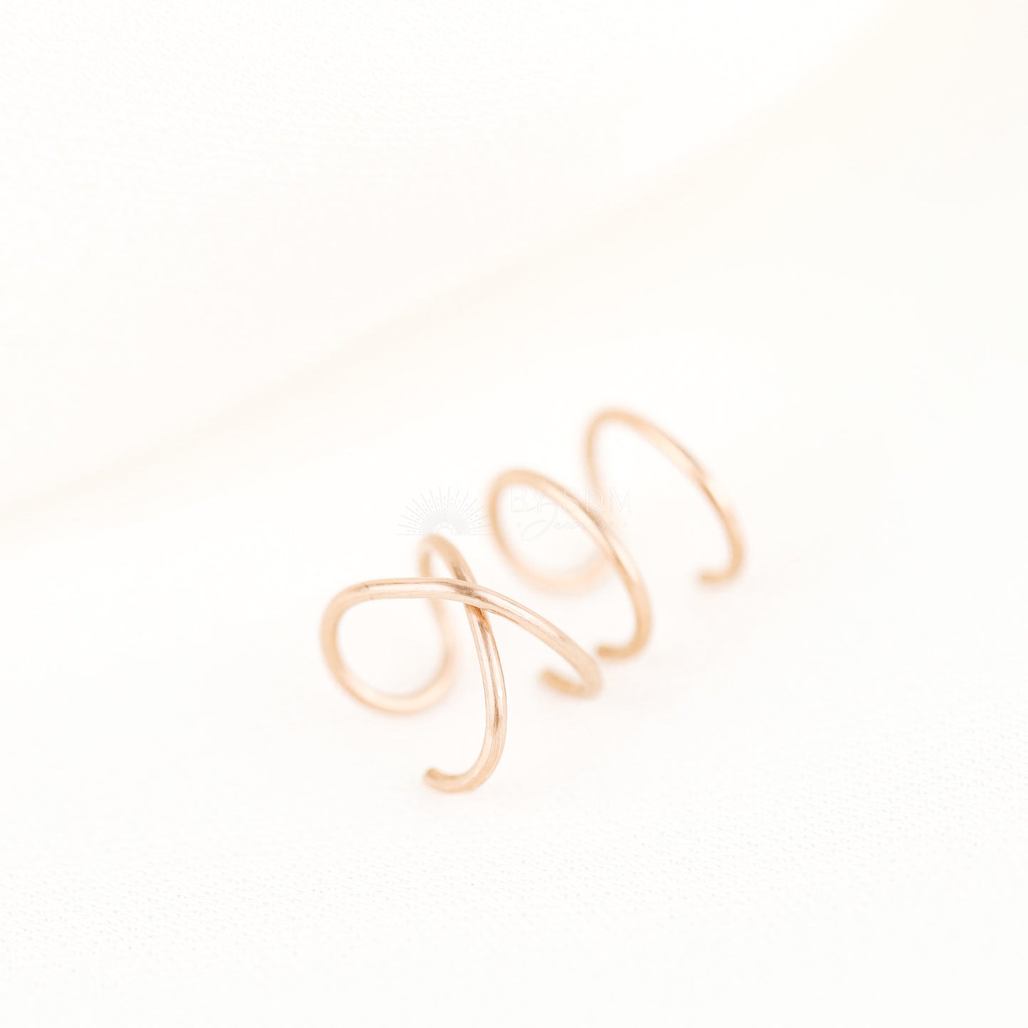 Set of two Criss Cross and Double line Ear Cuff Sterling Silver Criss Cross Ear Cuff 18kt Ear Cuff No Piercing Fake Helix Piercing Ear Wrap