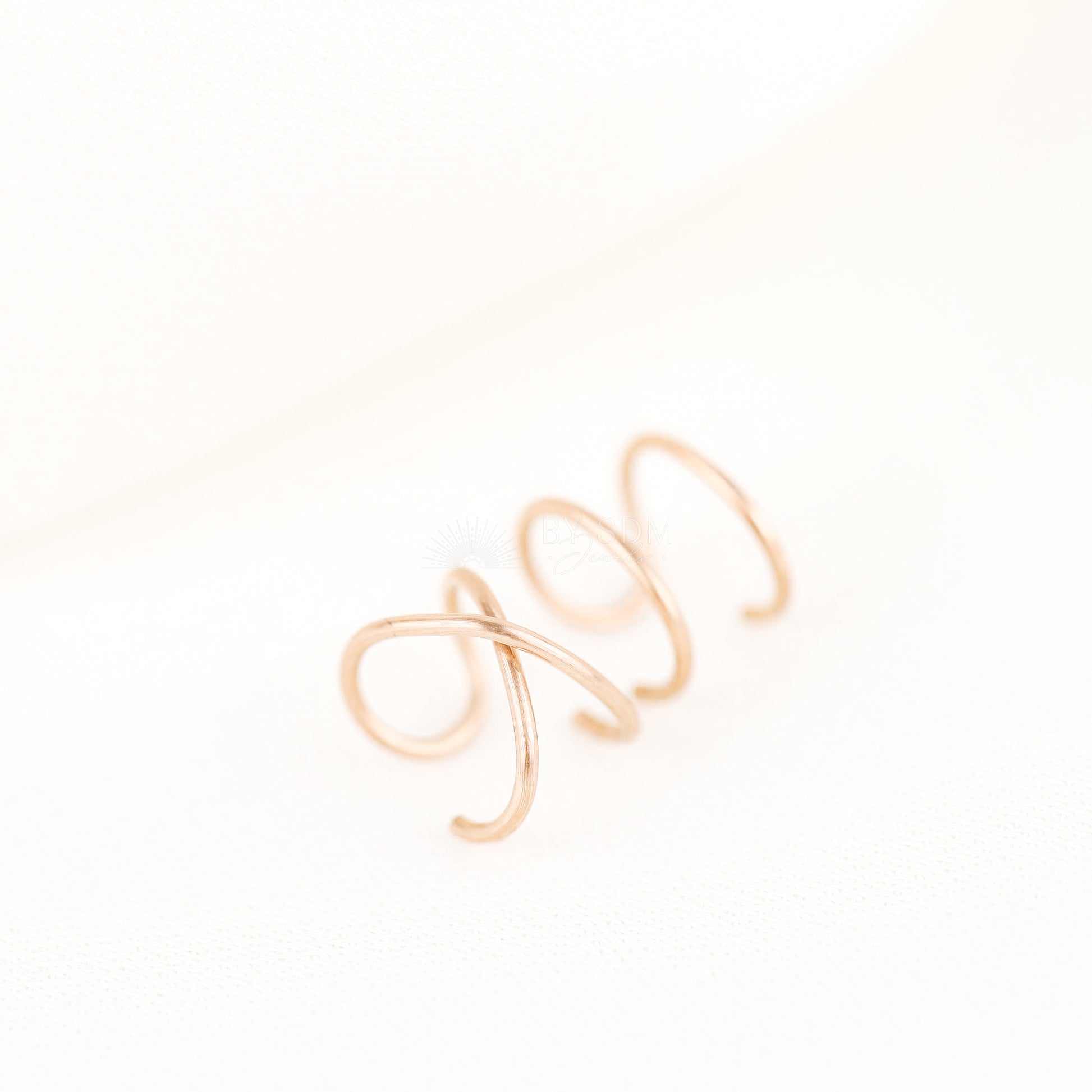 Set of two Criss Cross and Double line Ear Cuff Sterling Silver Criss Cross Ear Cuff 18kt Ear Cuff No Piercing Fake Helix Piercing Ear Wrap