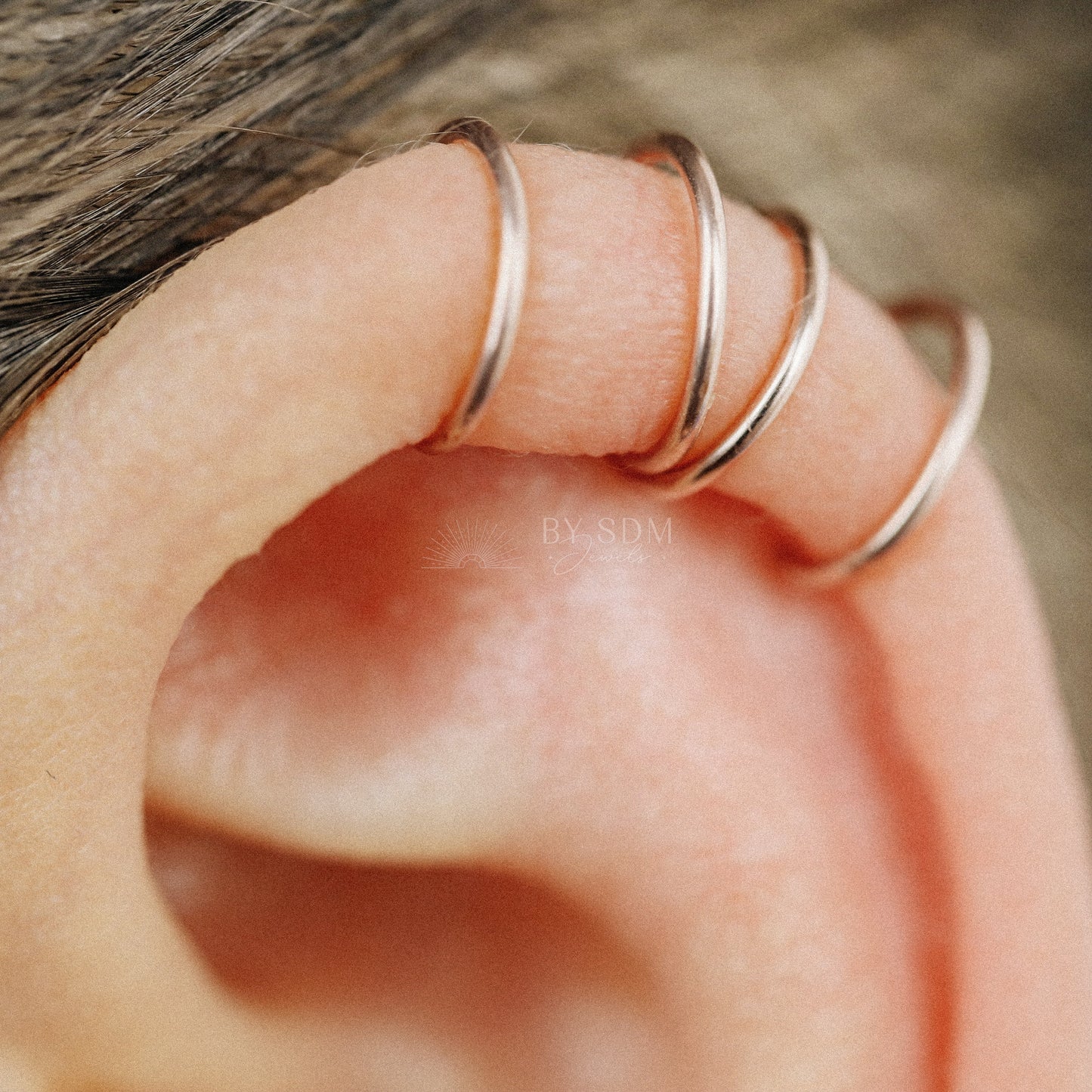 Set of two Criss Cross and Double line Ear Cuff Sterling Silver Criss Cross Ear Cuff 18kt Ear Cuff No Piercing Fake Helix Piercing Ear Wrap