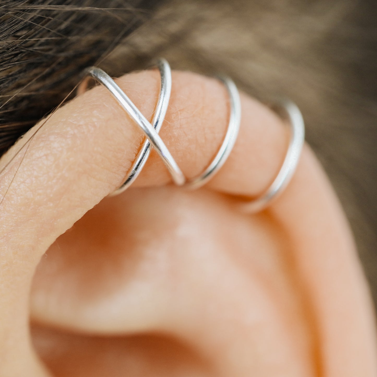 Set of 2 Ear Cuffs or Single Ear Cuff 20g Double & Criss Cross Ear Cuff No Piercing Cartilage Ear Cuff Silver Ear Cuff Gold Ear Cuff