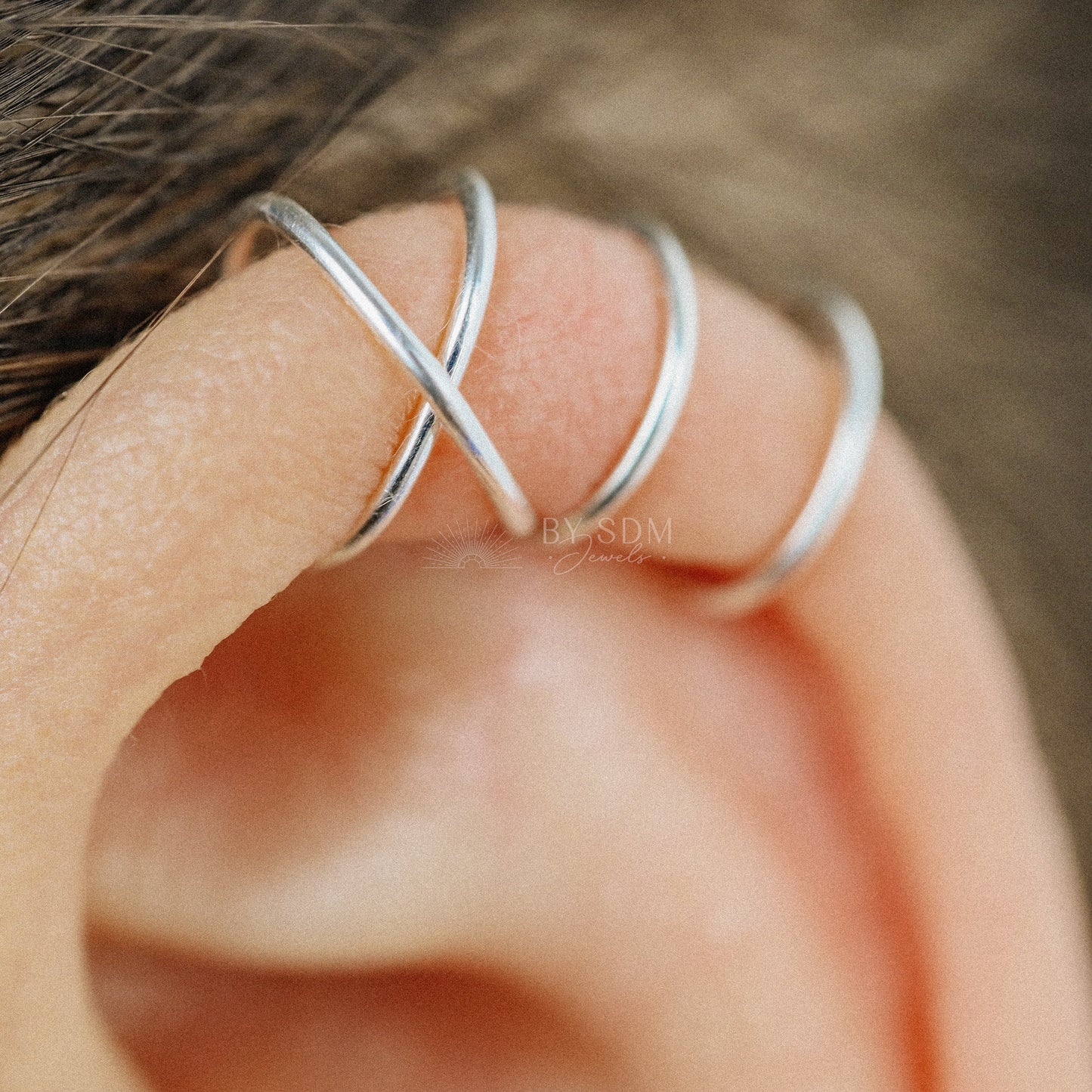 Set of 2 Ear Cuffs or Single Ear Cuff 20g Double & Criss Cross Ear Cuff No Piercing Cartilage Ear Cuff Silver Ear Cuff Gold Ear Cuff