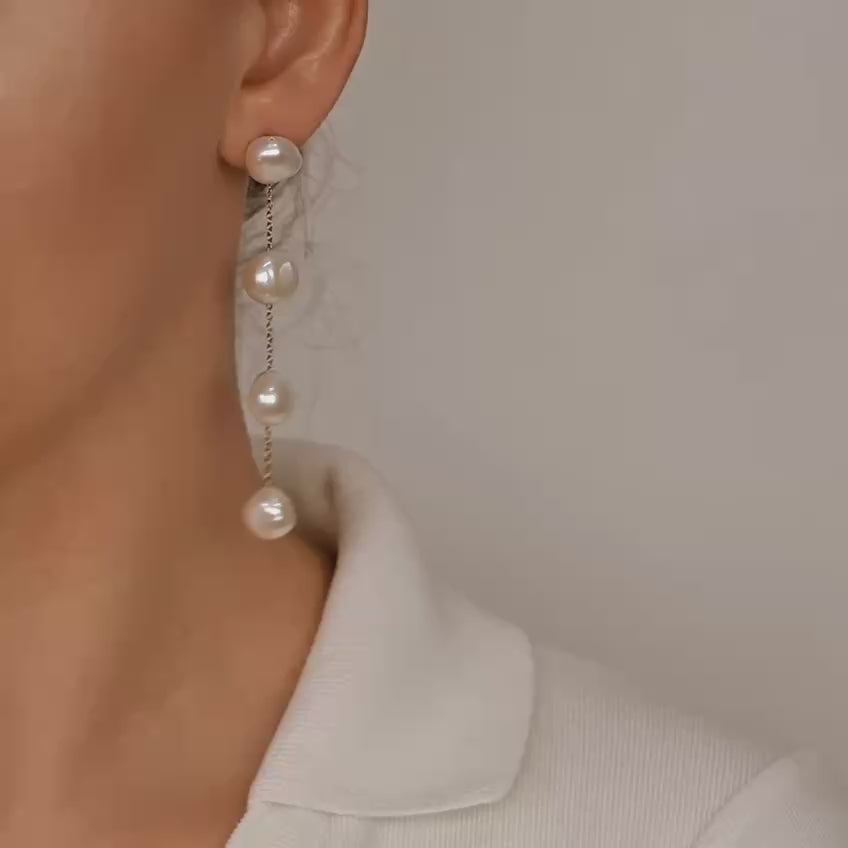 Pearl Earrings Drop Bridal Earrings Pearl Wedding Earrings Long Pearl Earrings Gold Bridal Jewelry Dangle Pearl Earrings Mother's Day Gift