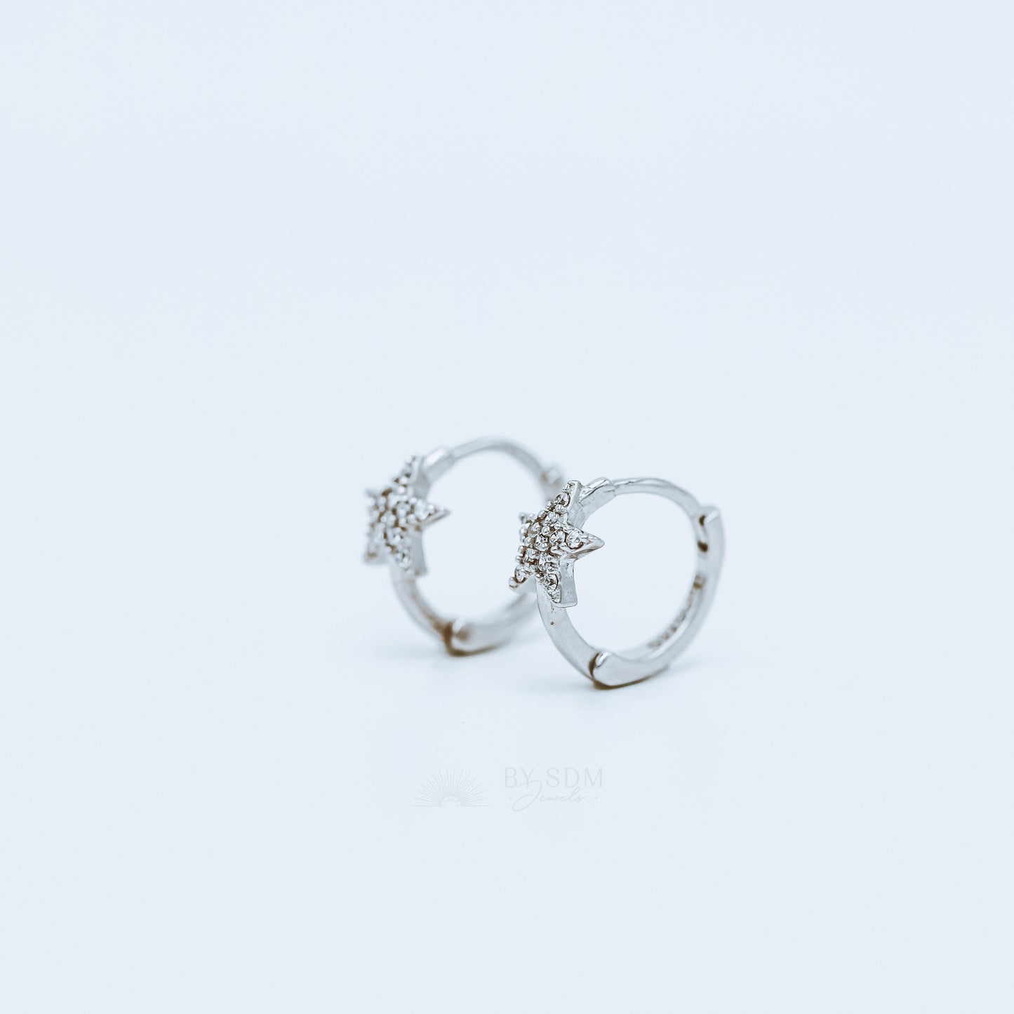 Tiny CZ star Hoop Earrings, Cartilage Earrings, Huggie Hoop Earrings, Star Hoop Earrings, Small Hoop Earrings, Dainty Hoops, Tiny Hoops 9mm