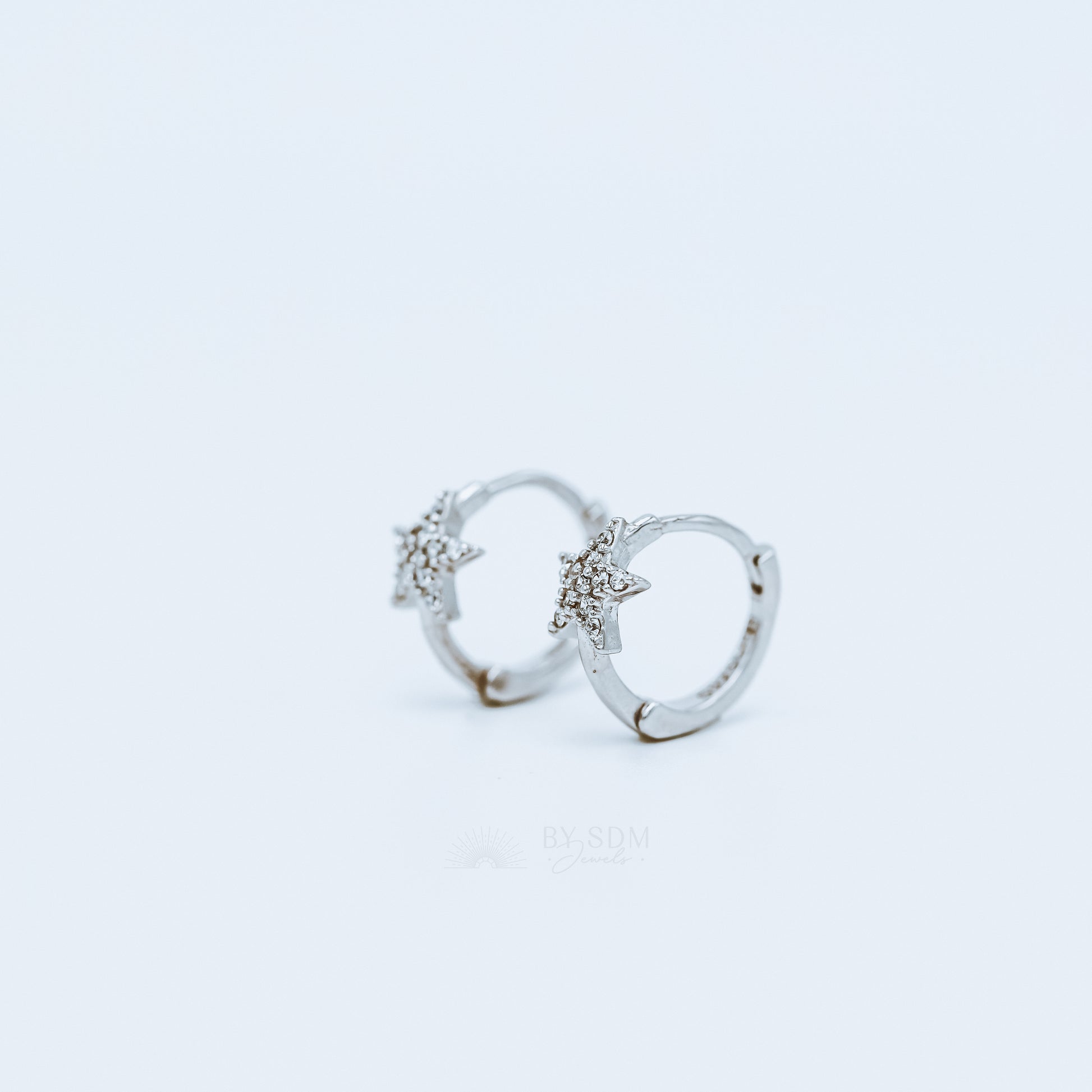 Tiny CZ star Hoop Earrings, Cartilage Earrings, Huggie Hoop Earrings, Star Hoop Earrings, Small Hoop Earrings, Dainty Hoops, Tiny Hoops 9mm