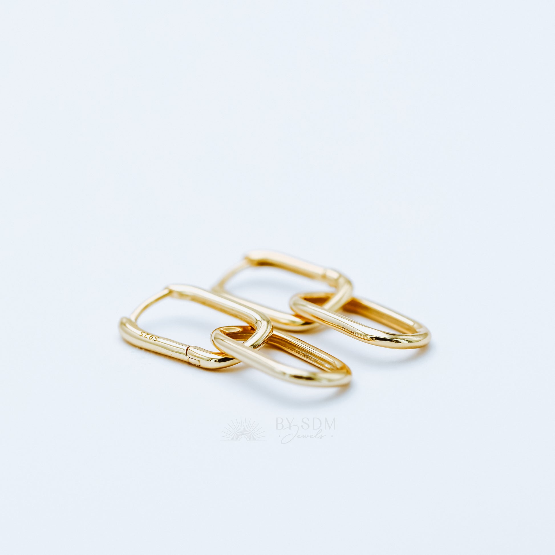 Gold Link Plain Earrings • Cable Link Double Hoop Earrings • Gold, Silver