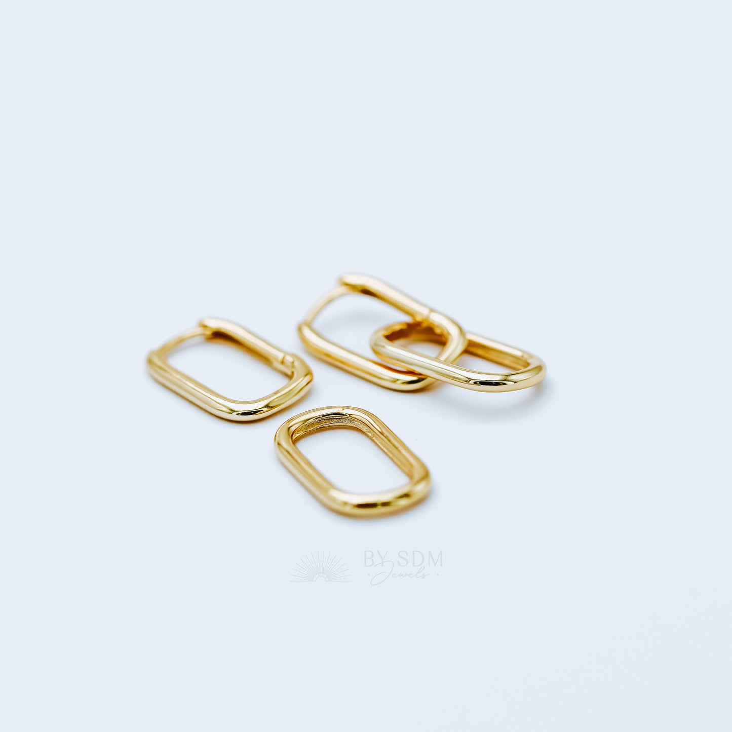 Gold Link Plain Earrings • Cable Link Double Hoop Earrings • Gold, Silver