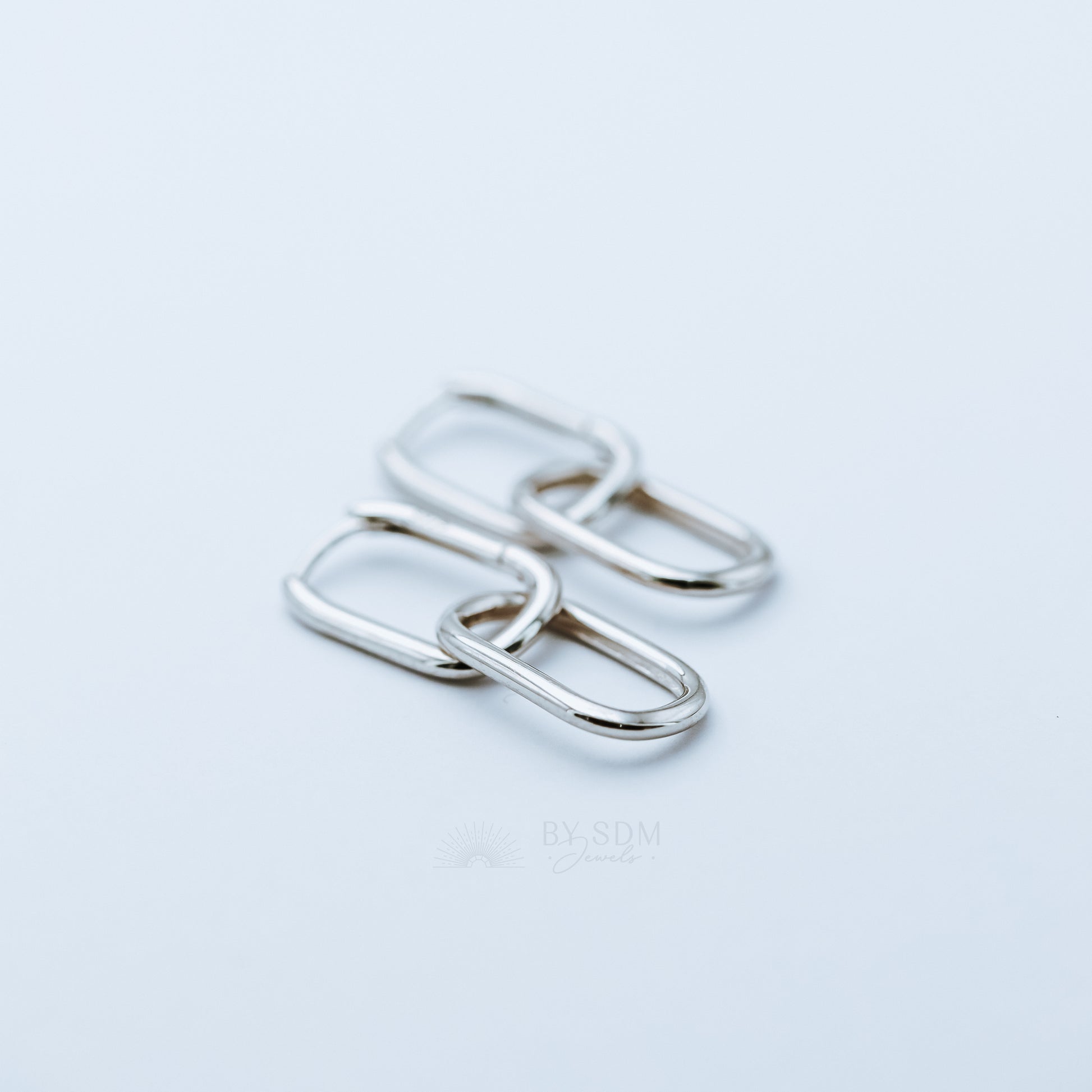 Gold Link Plain Earrings • Cable Link Double Hoop Earrings • Gold, Silver