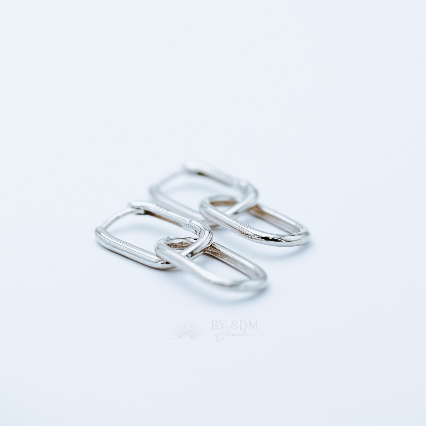 Gold Link Plain Earrings • Cable Link Double Hoop Earrings • Gold, Silver