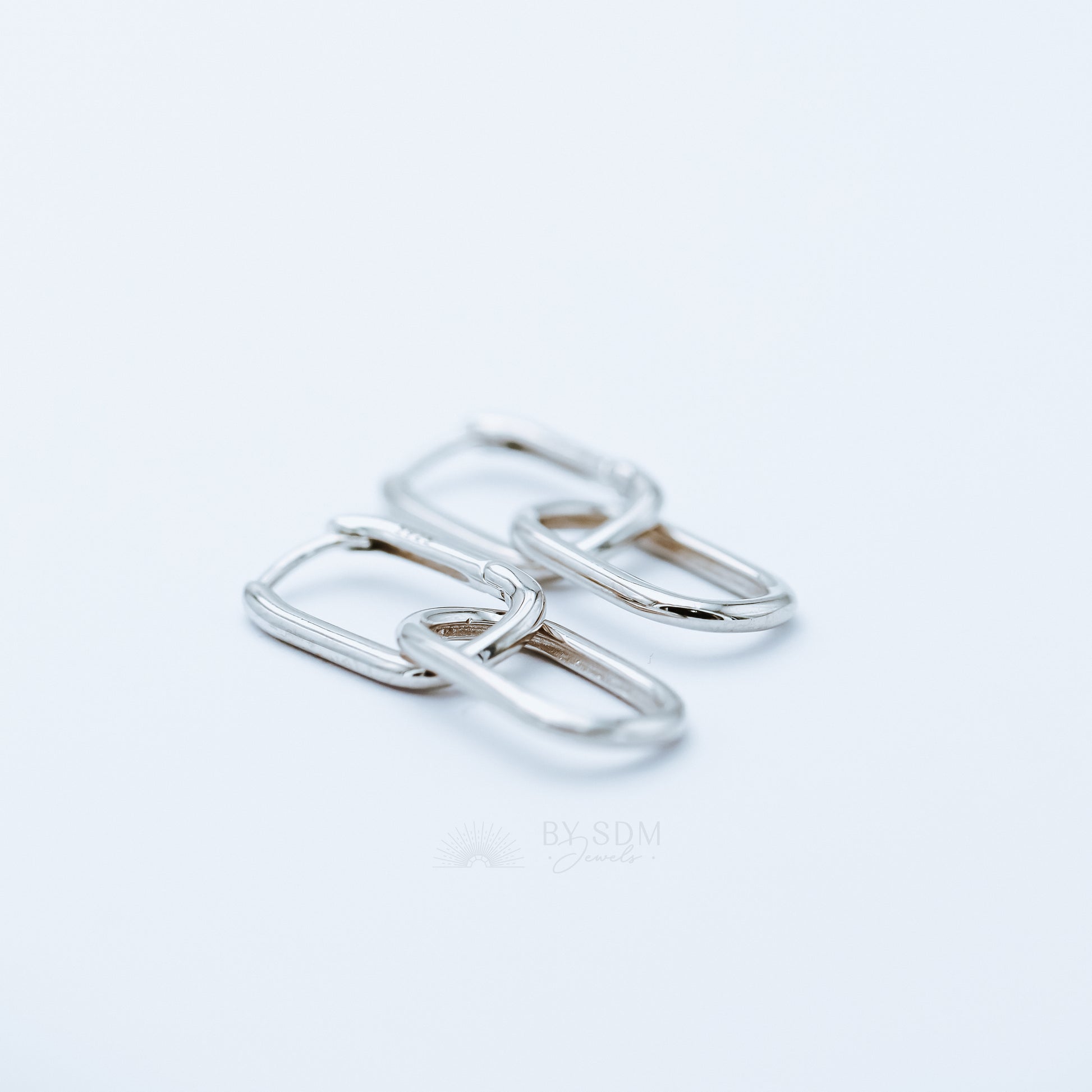 Gold Link Plain Earrings • Cable Link Double Hoop Earrings • Gold, Silver