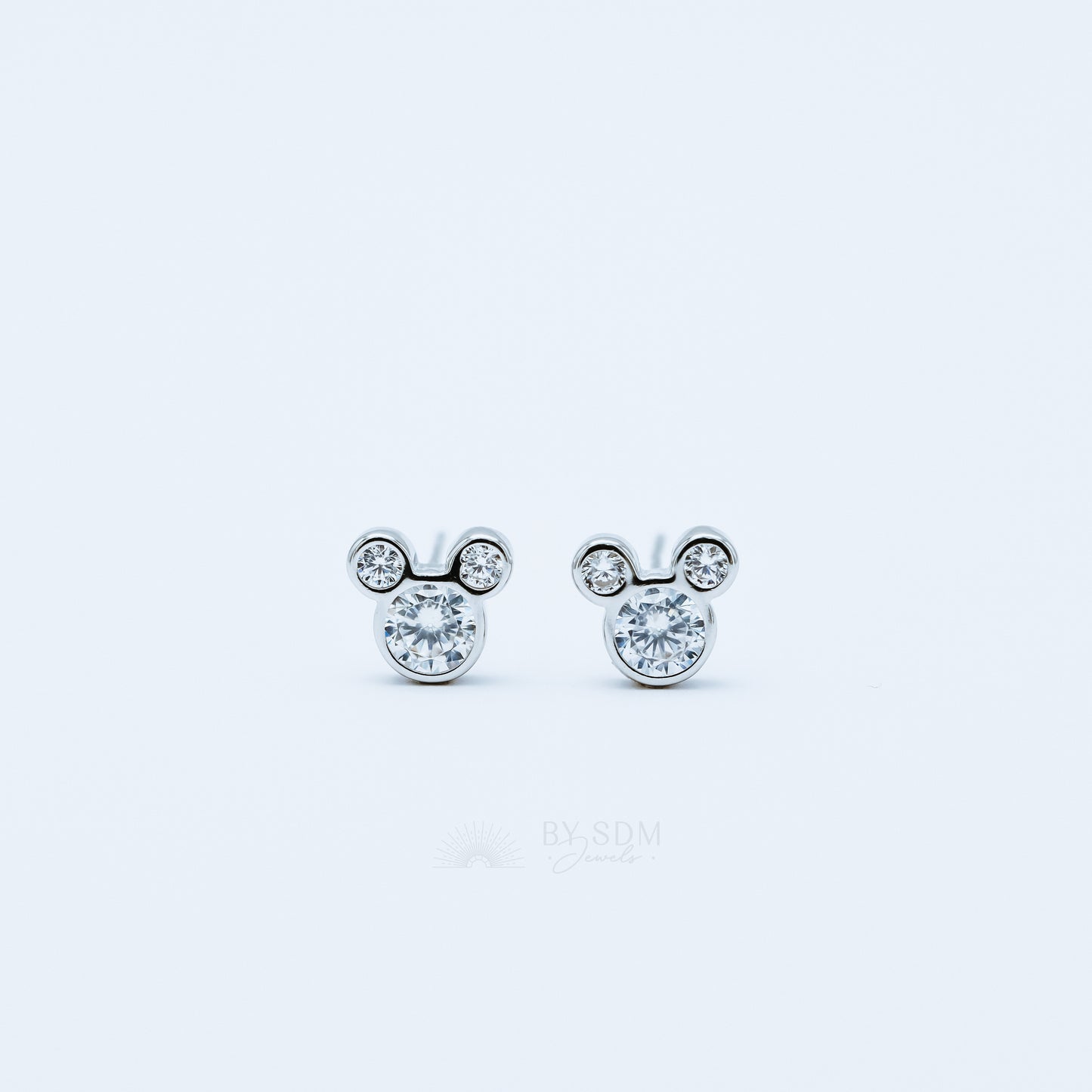 Triple Circle Studs Earrings • Mouse Stud Earrings, Silver