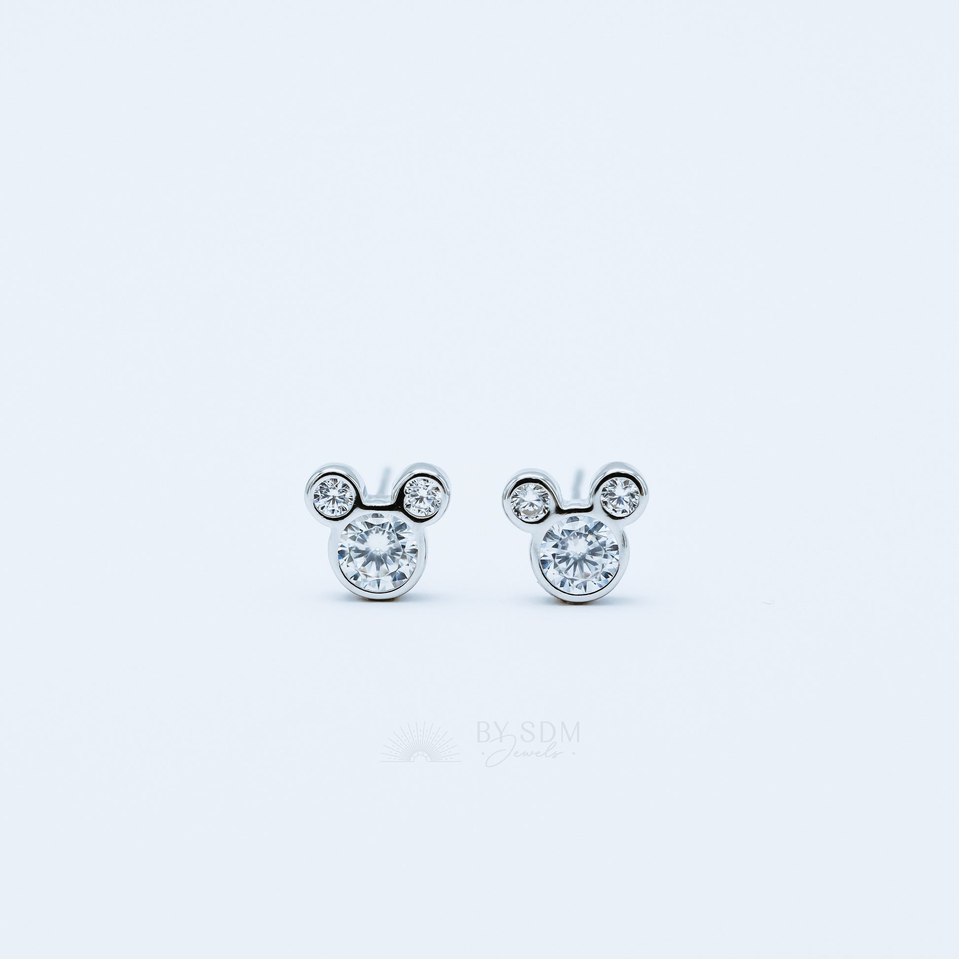 Triple Circle Studs Earrings • Mouse Stud Earrings, Silver