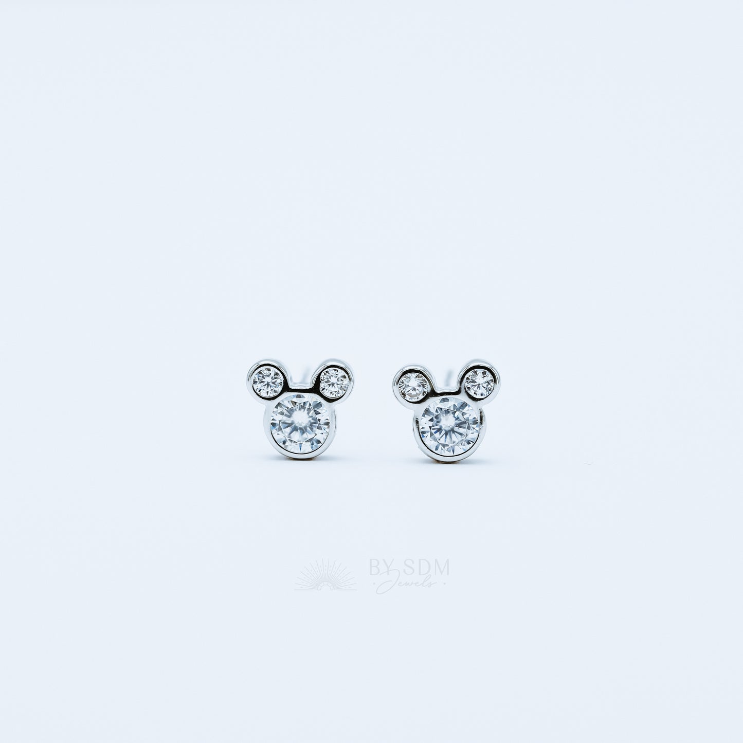 Triple Circle Studs Earrings • Mouse Stud Earrings, Silver