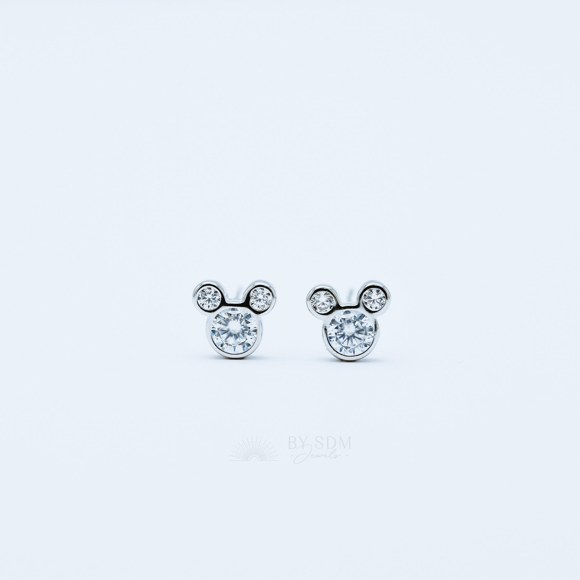 Triple Circle Studs Earrings • Mouse Stud Earrings, Silver