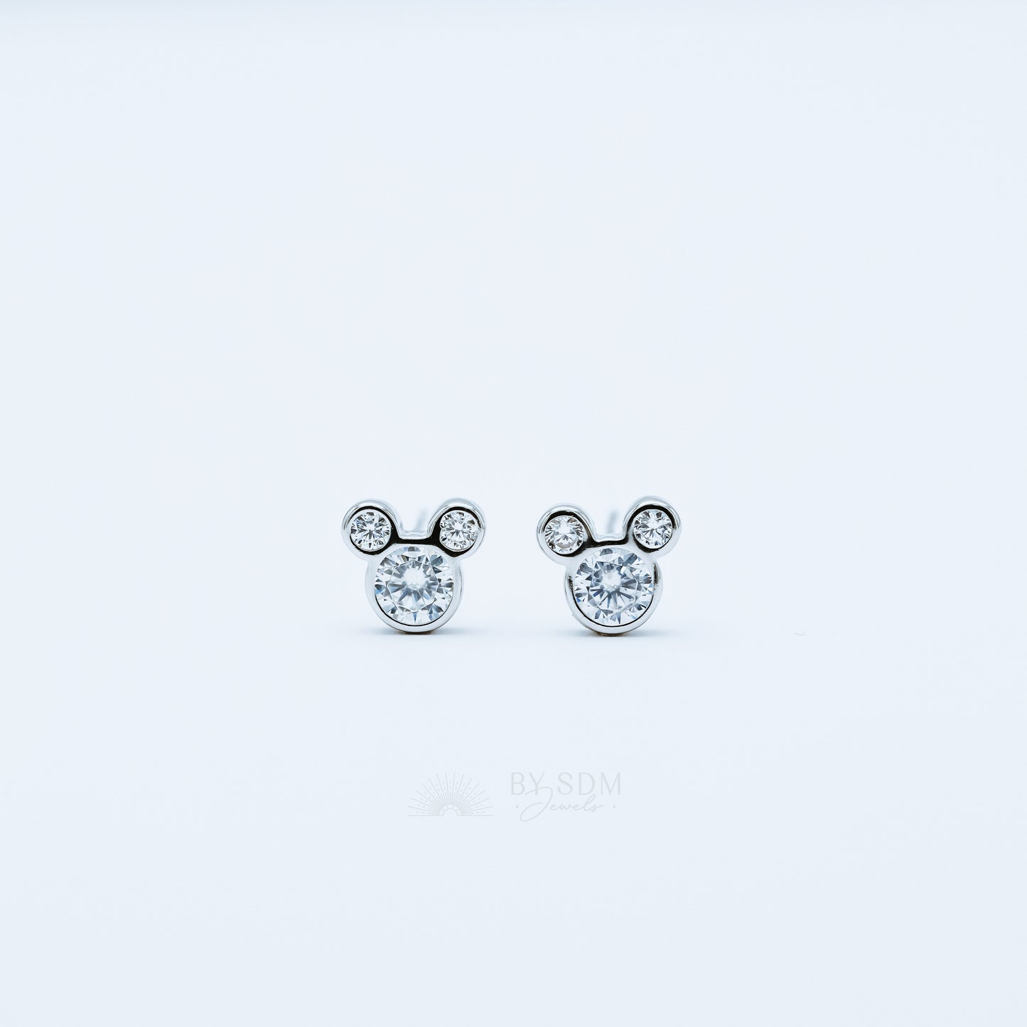 Triple Circle Studs Earrings • Mouse Stud Earrings, Silver
