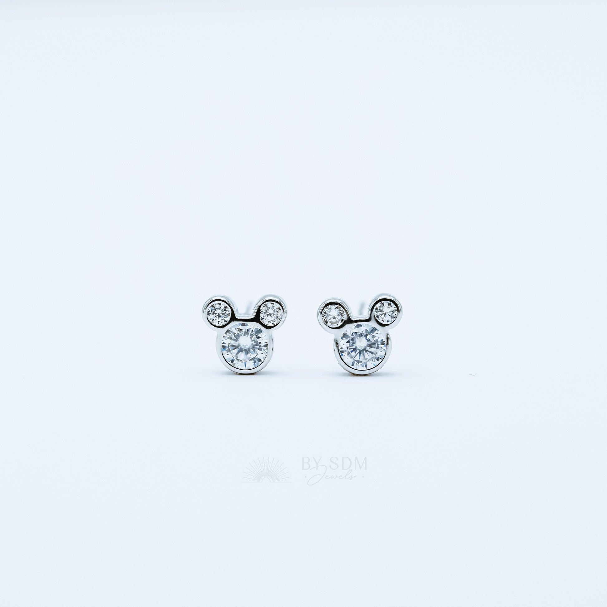 Triple Circle Studs Earrings • Mouse Stud Earrings, Silver