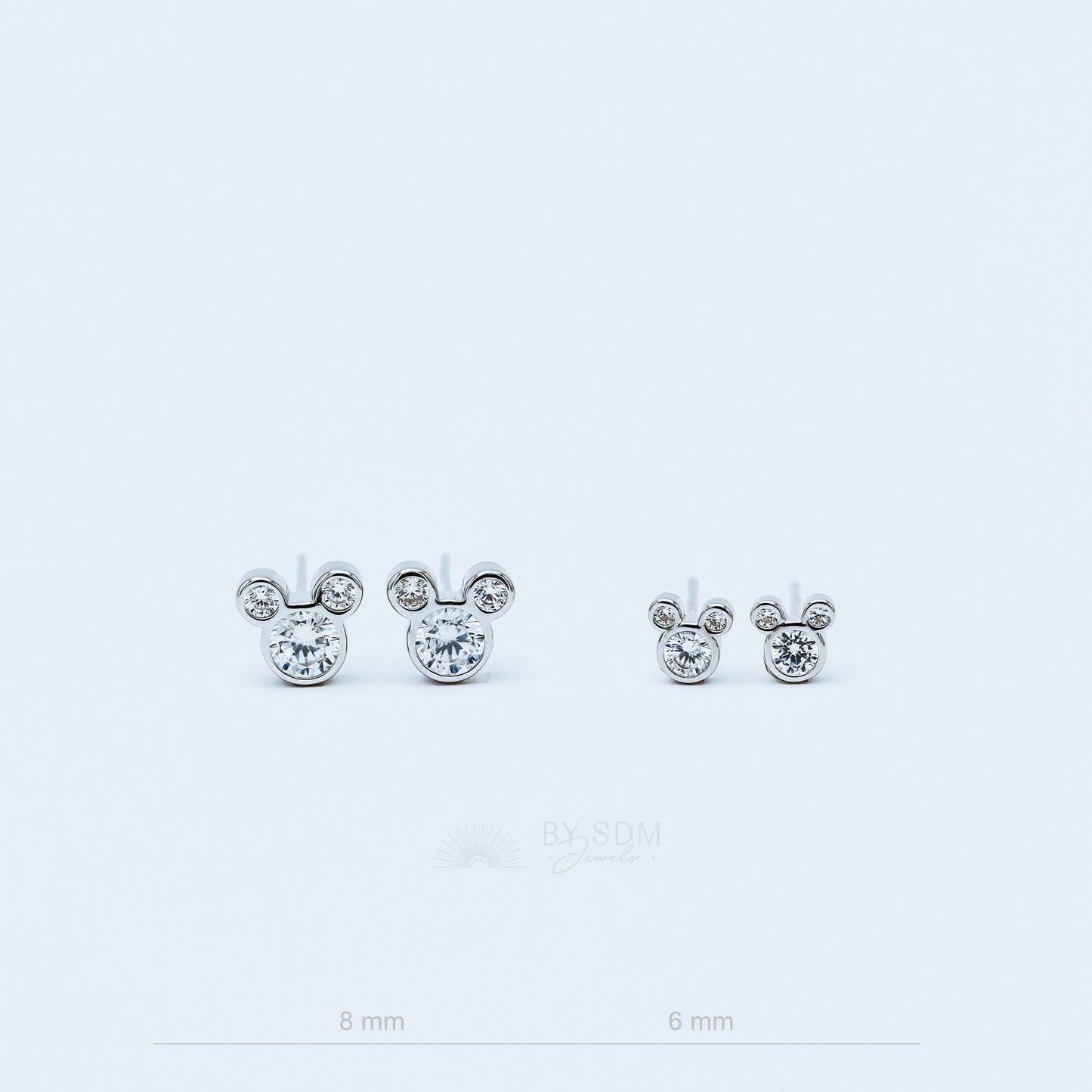 Triple Circle Studs Earrings • Mouse Stud Earrings, Silver
