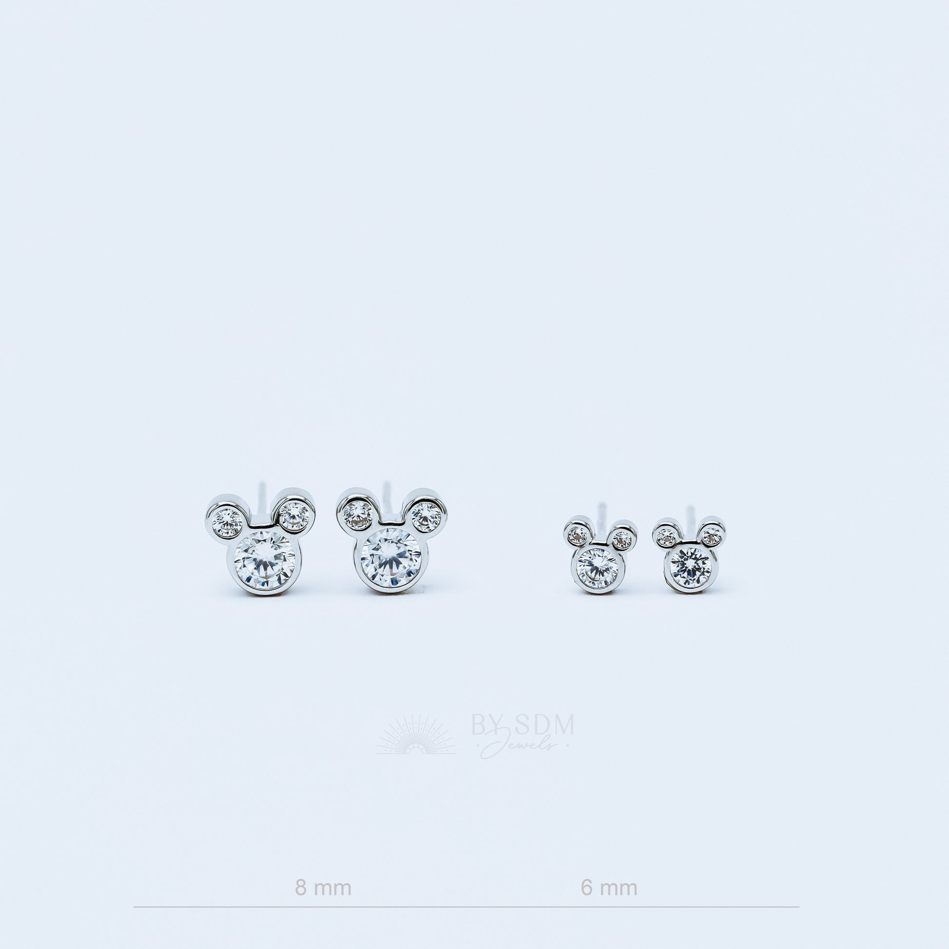 Triple Circle Studs Earrings • Mouse Stud Earrings, Silver